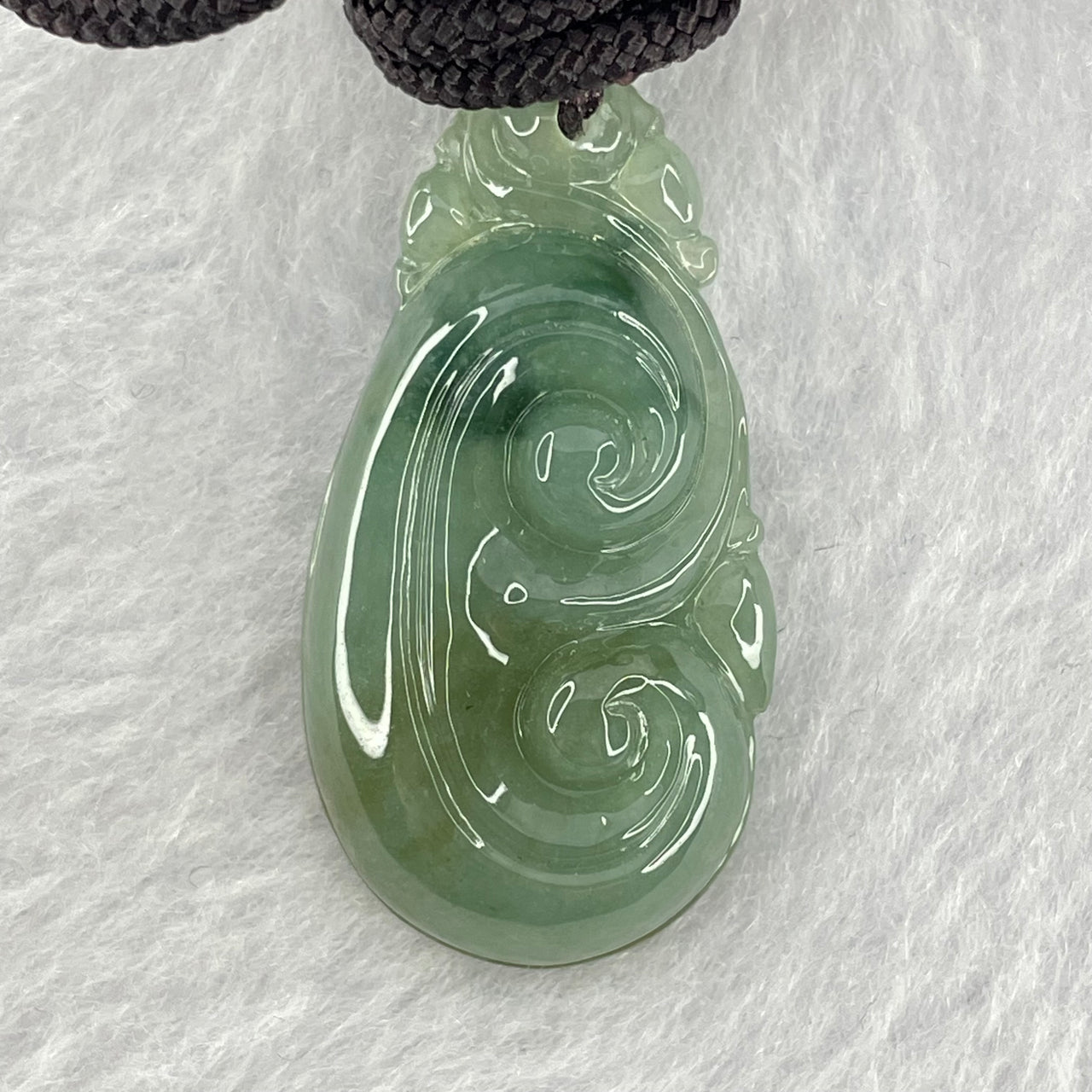 Type A Blueish Green Jadeite Ruyi Pendent 9.01g 31.5 by 17.5 by 7.5mm