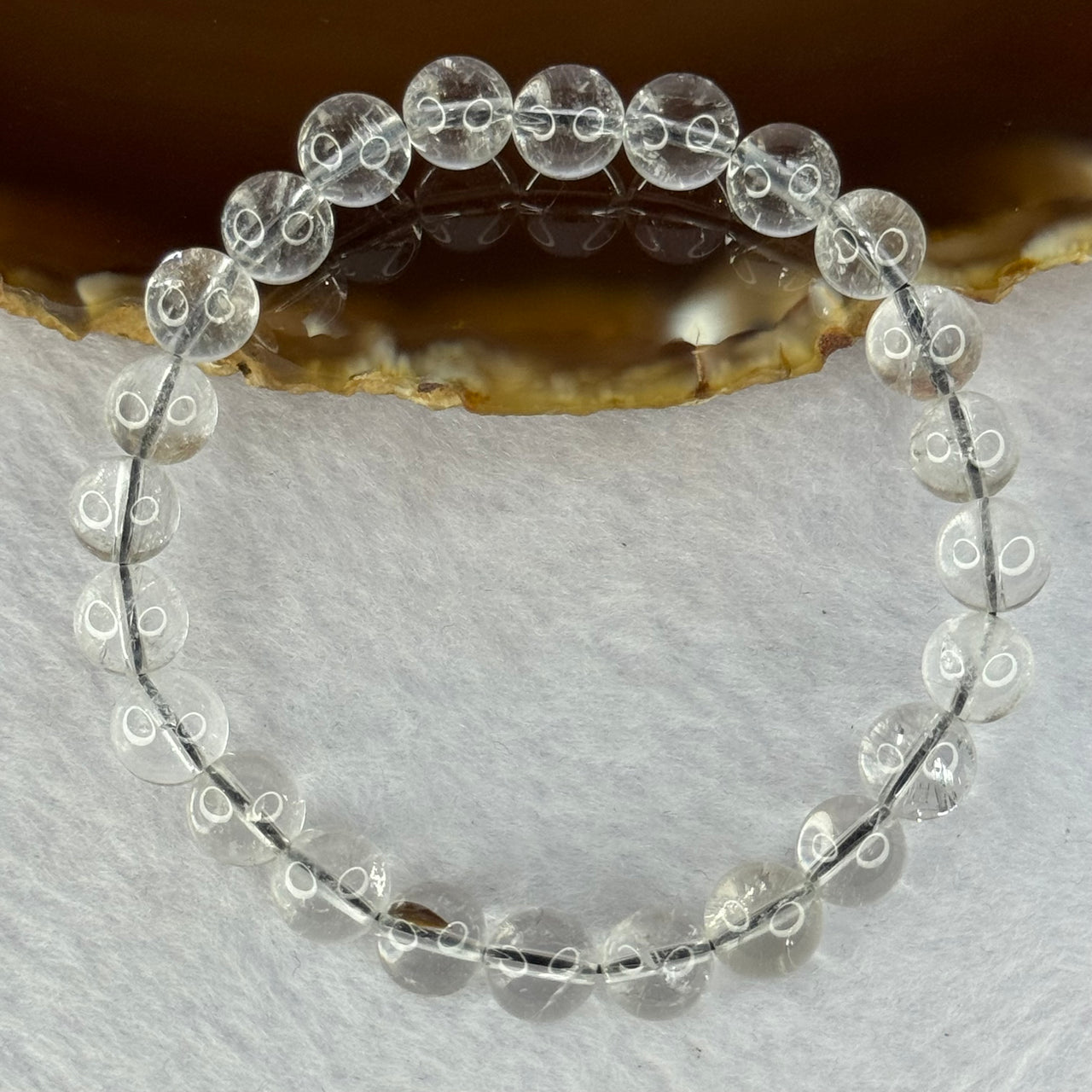 Natural Titanium Rutilated Clear Quartz 15.13g 15cm 7.9mm 24 Beads - Huangs Jadeite and Jewelry Pte Ltd