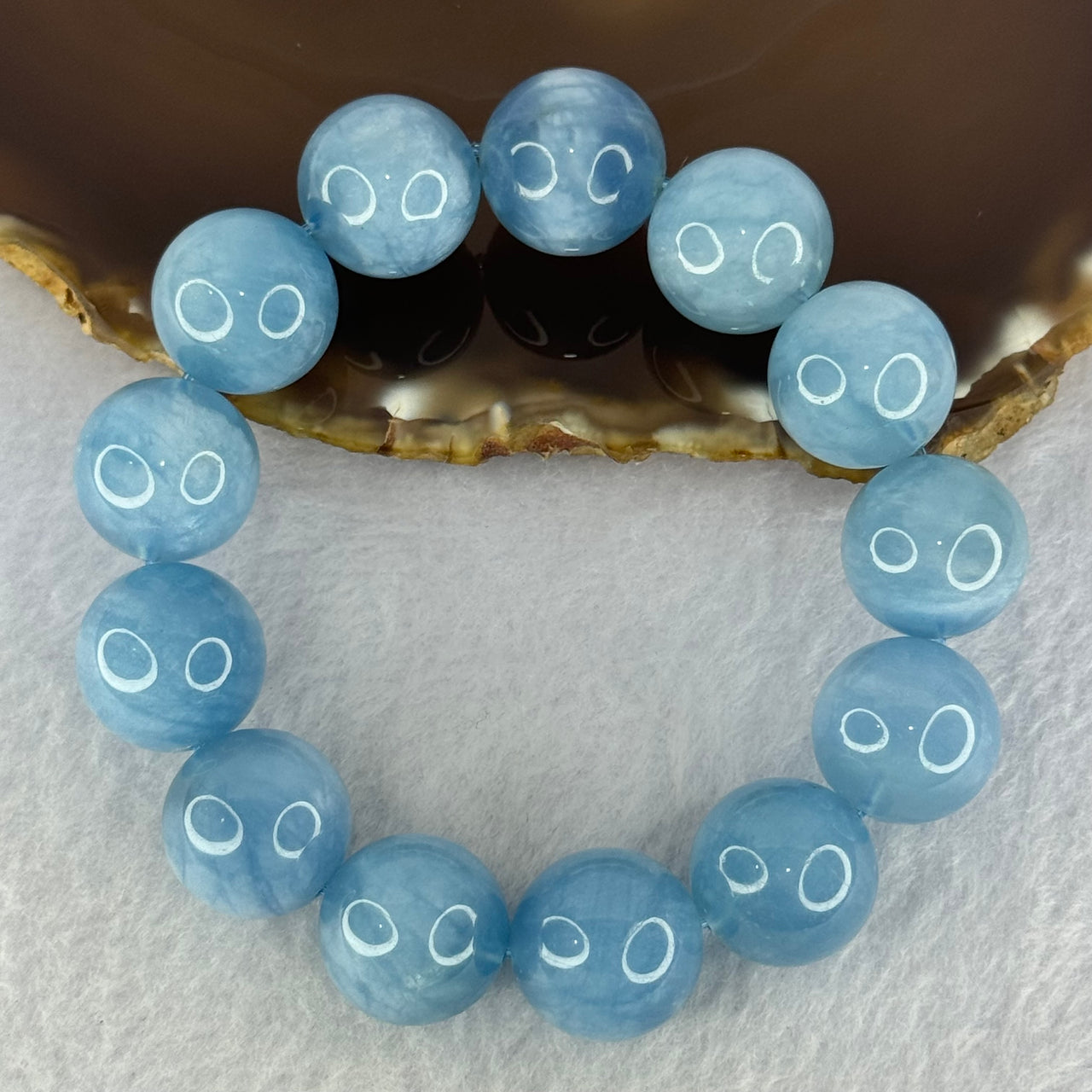 Natural Aquamarine Beads Bracelet 83.79g 19cm 16.8mm 13 Beads