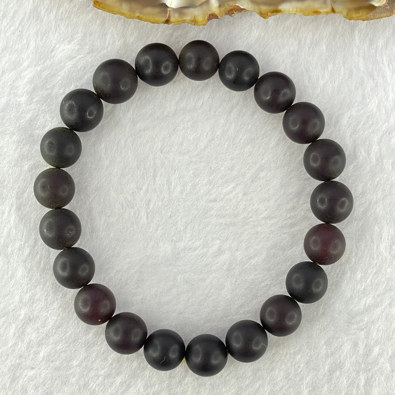 Natural Iron Blood King Amber Beads Bracelet 天然铁血王琥珀手链 8.98g 16.5cm 9.1mm 21 Beads