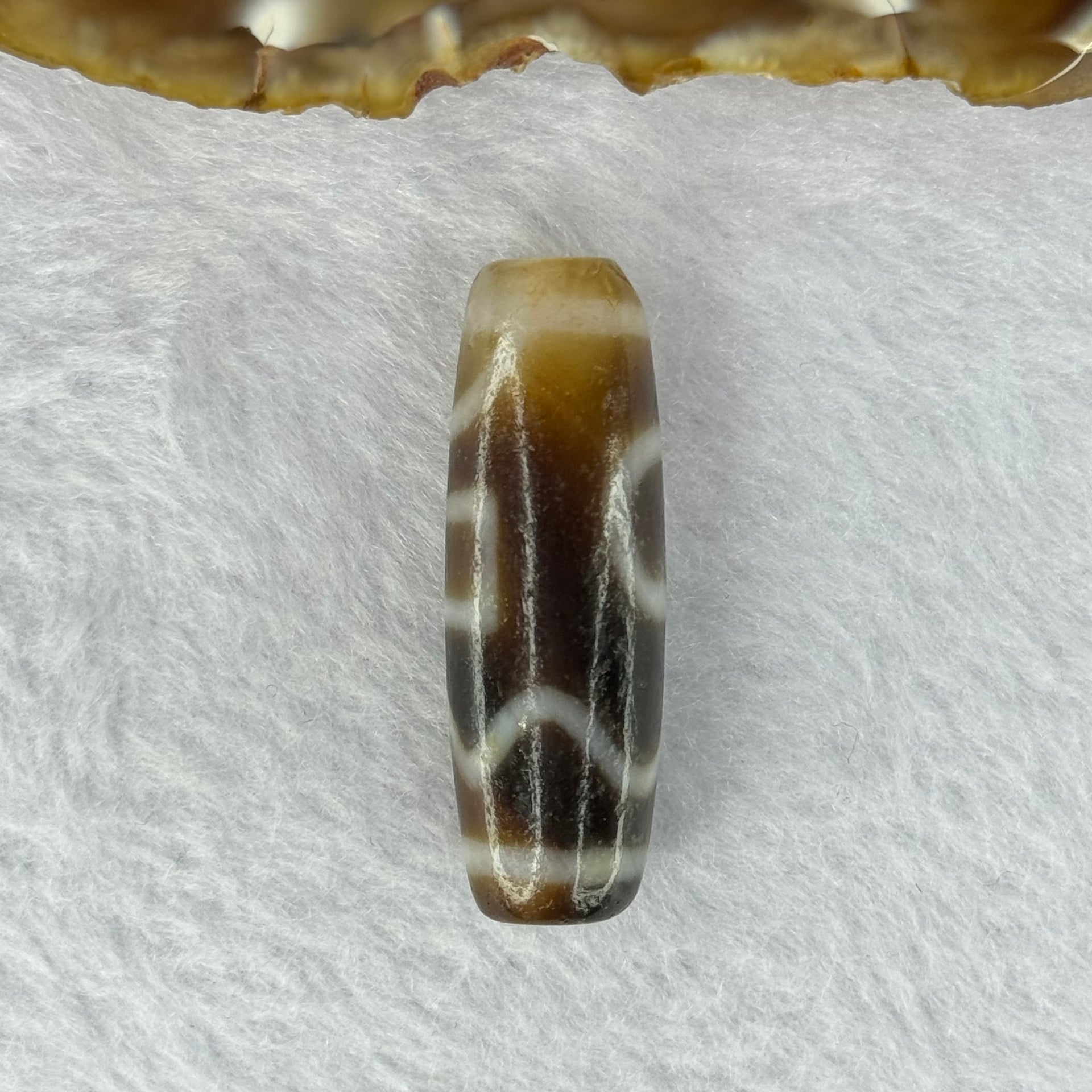 Natural Powerful Tibetan Old Oily Agate Sky Door Serenity 1 Eye Dzi Bead Heavenly Master (Tian Zhu) 一眼天诛 9.79g 37.6 by 12.8mm - Huangs Jadeite and Jewelry Pte Ltd