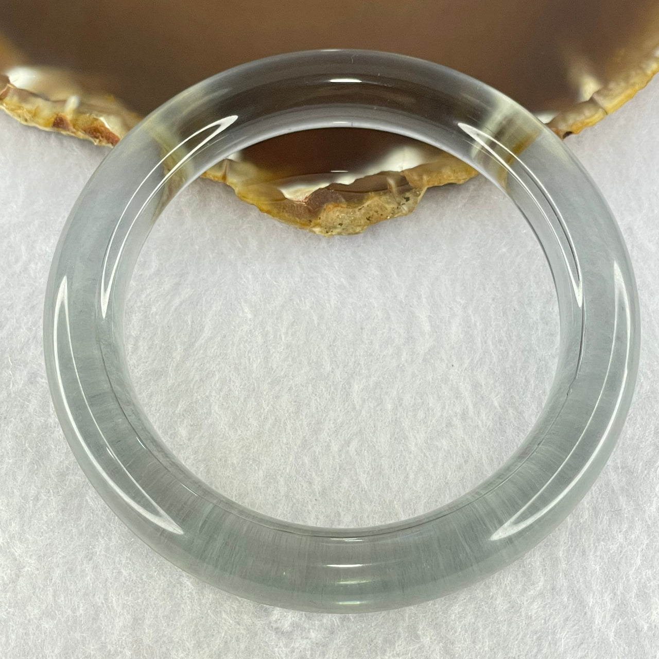 Translucent Clear Grey Crystal Bangle Internal Diameter 59.2mm 60.95g 11.9 by 11.2mm (Internal Line)