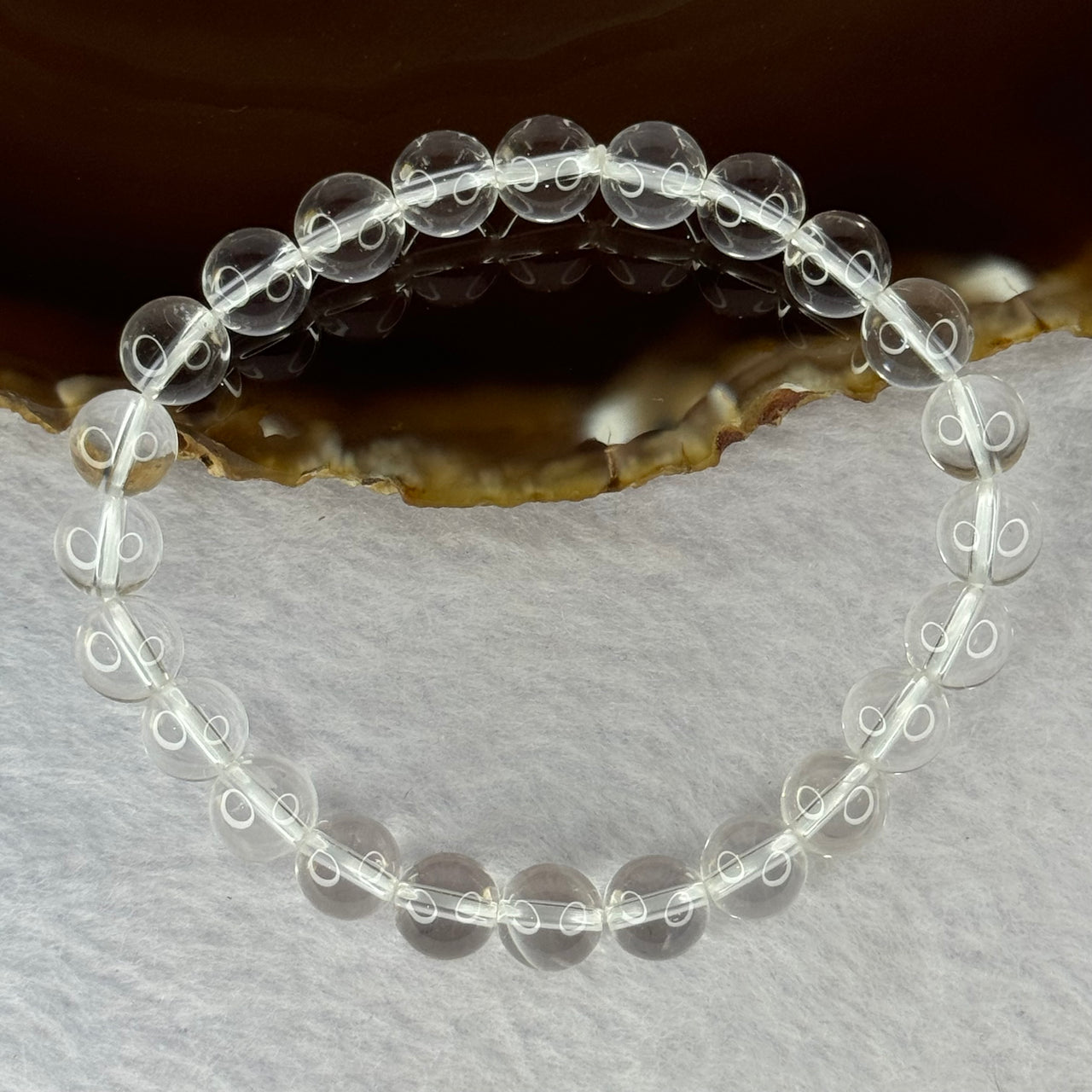 Natural Clear Quartz Bracelet 天然白水晶手链 18.71g 16.5cm 8.4mm 24 Beads