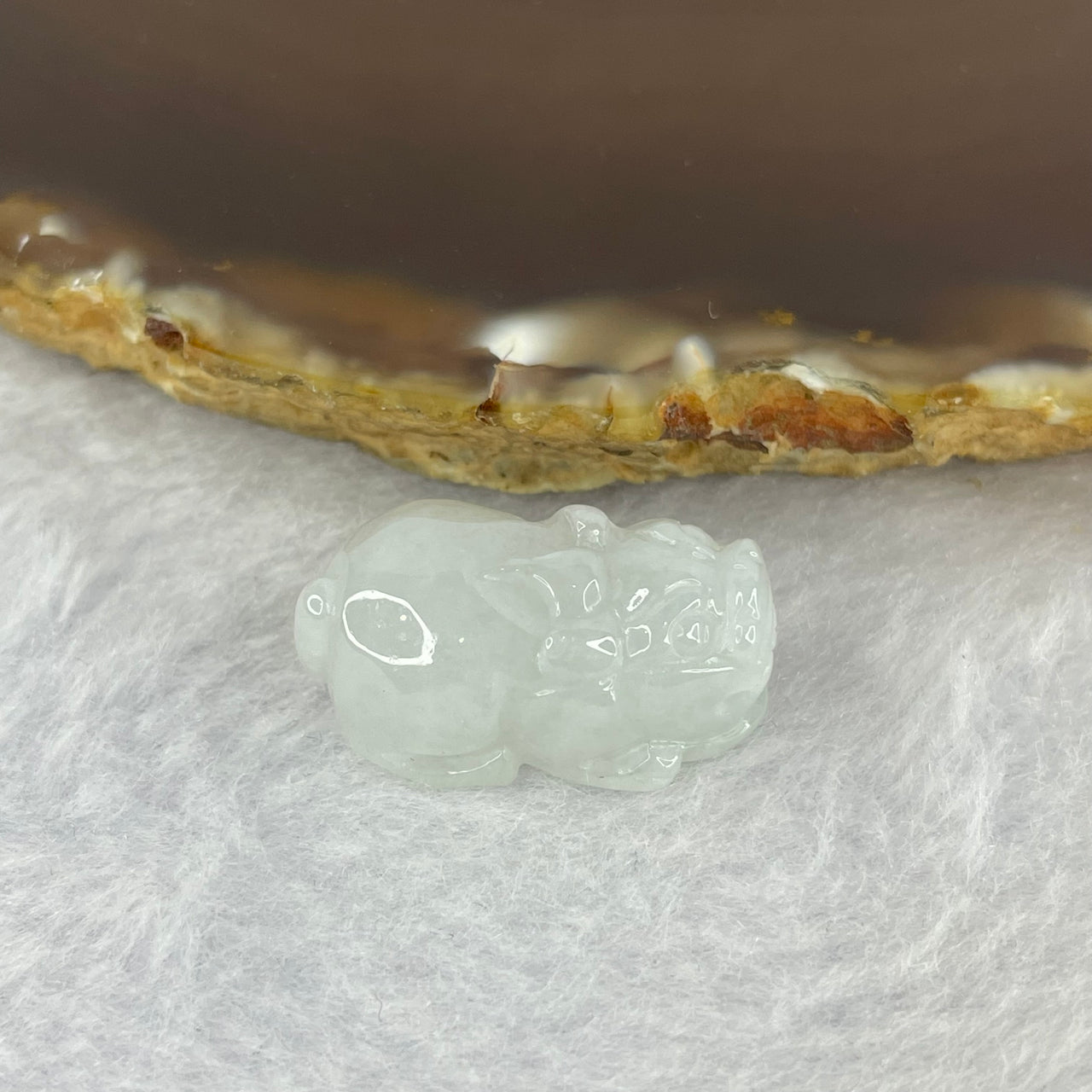 Type A Light Lavender Jadeite Pixiu Pendent A货浅紫色翡翠貔貅牌 6.48g 23.5 by 13.0 by 10.4 mm - Huangs Jadeite and Jewelry Pte Ltd