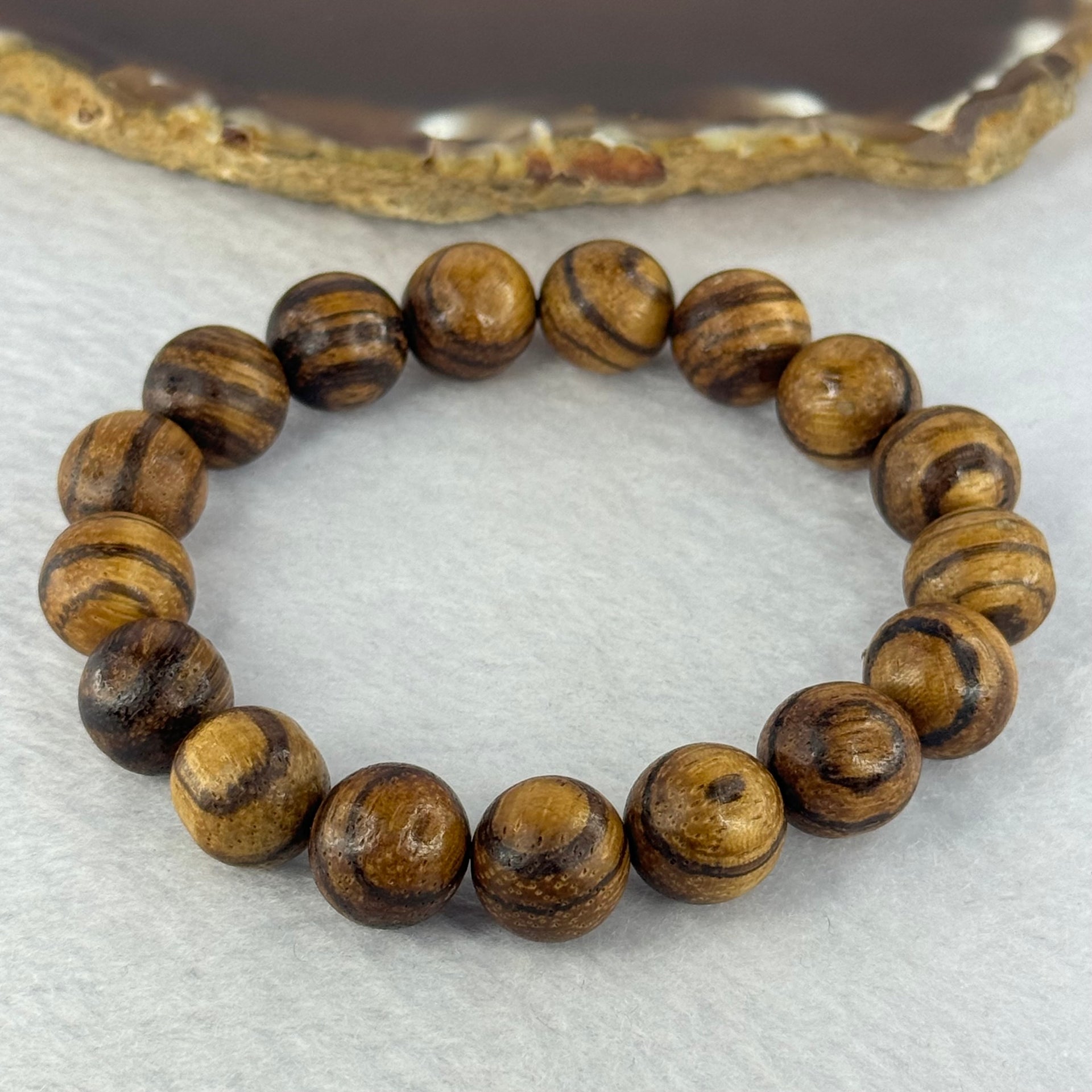 Natural Agarwood Beads Bracelet (Almost no Smell) 沉香木手链11.55g 18cm 12.1mm 17 Beads - Huangs Jadeite and Jewelry Pte Ltd