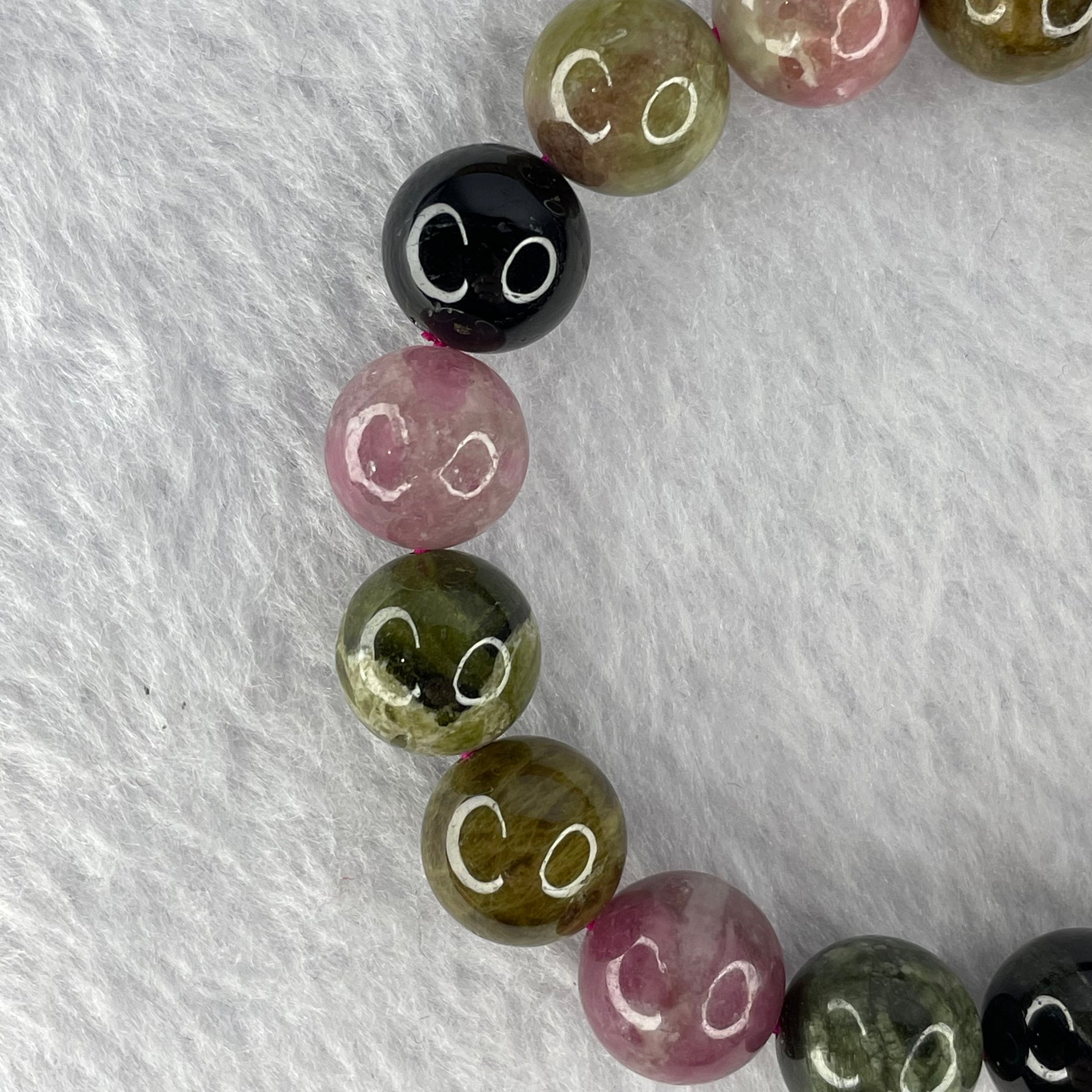 Natural Multi-Colour Tourmaline Gemstone Bracelet 44.86g 11.7g 18 Beads - Huangs Jadeite and Jewelry Pte Ltd