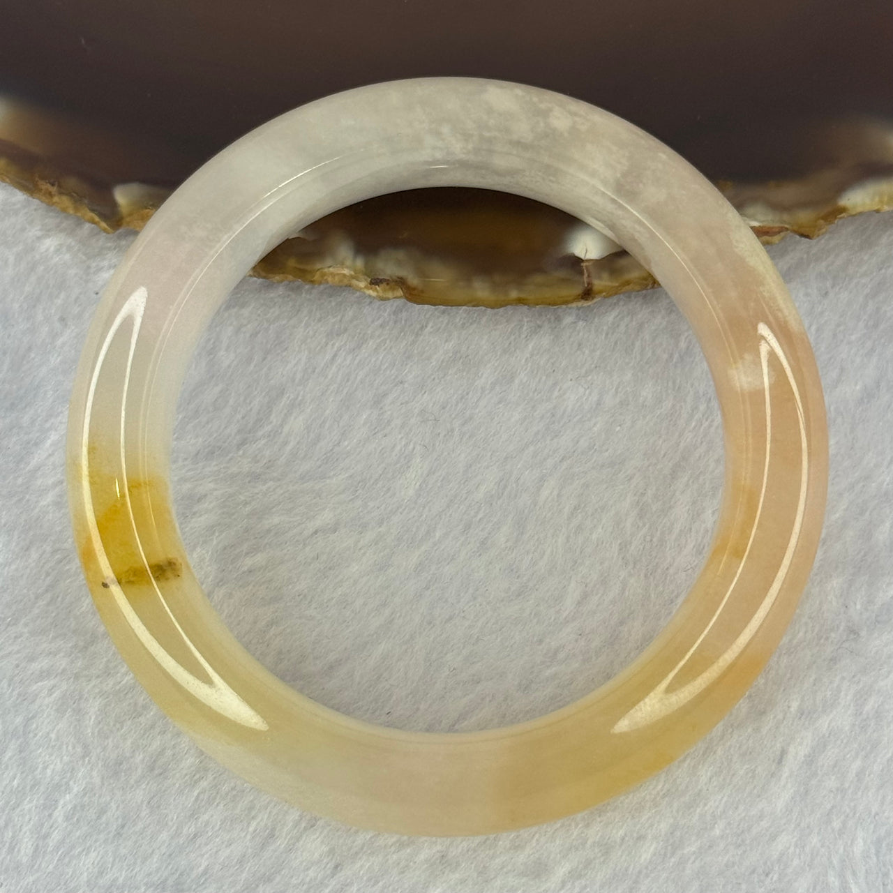 Transparent Peach Yellow Quartzite Jade Bangle 天山水沫玉手镯 47.49g Internal Diameter 48.2mm 14.2 by 9.0mm