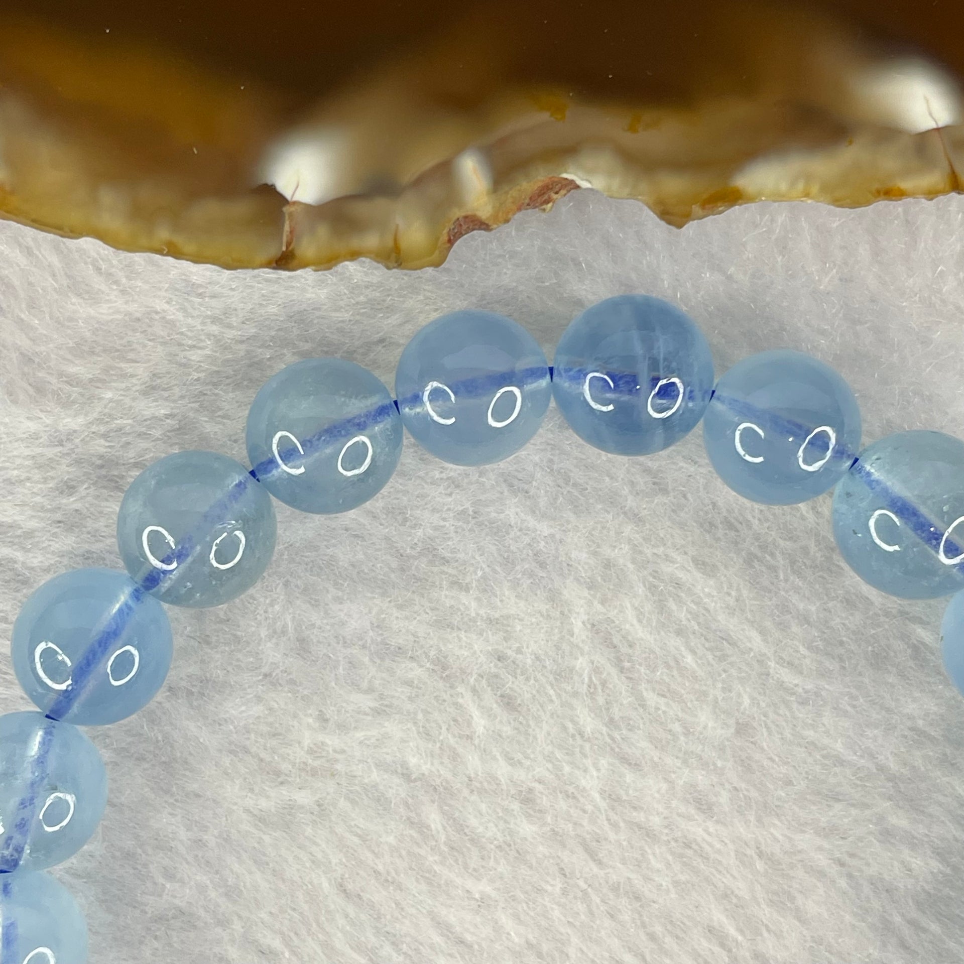 Natural Aquamarine Bracelet 天然海蓝宝石手链 22.29g 16cm 9.2mm 21 Beads - Huangs Jadeite and Jewelry Pte Ltd