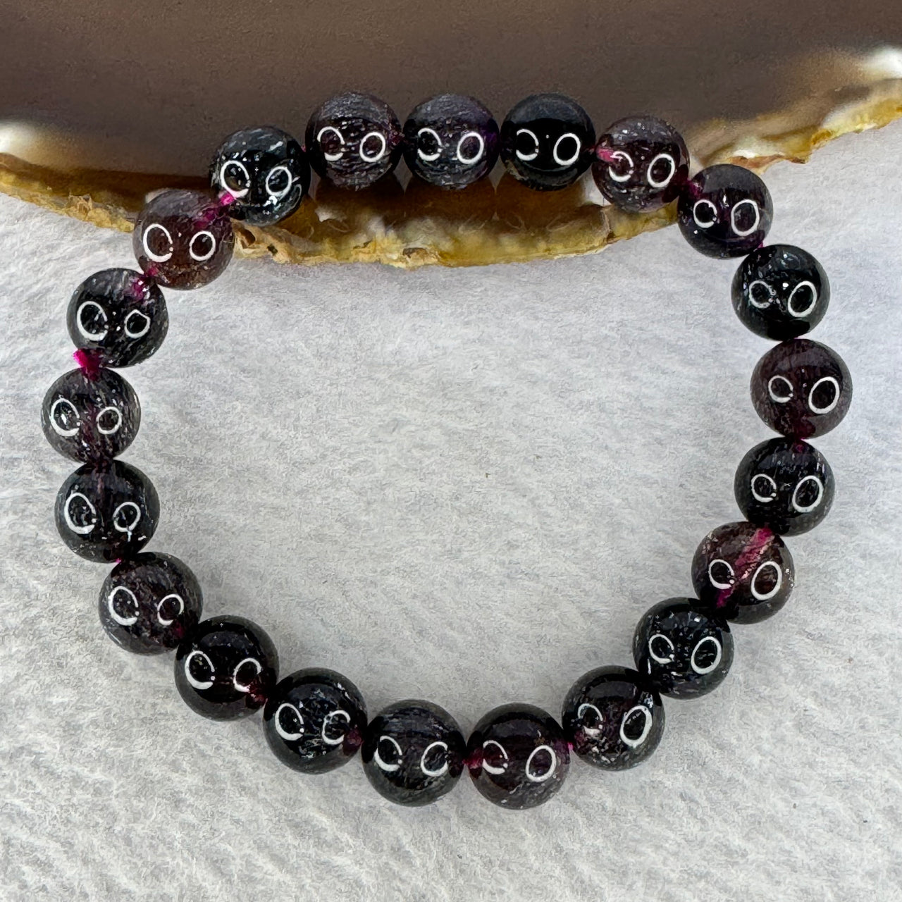 Very Very High End Natural Black Super 7 Crystal Bracelet 21 Beads 9.2mm 21.89g (16cm) - Huangs Jadeite and Jewelry Pte Ltd