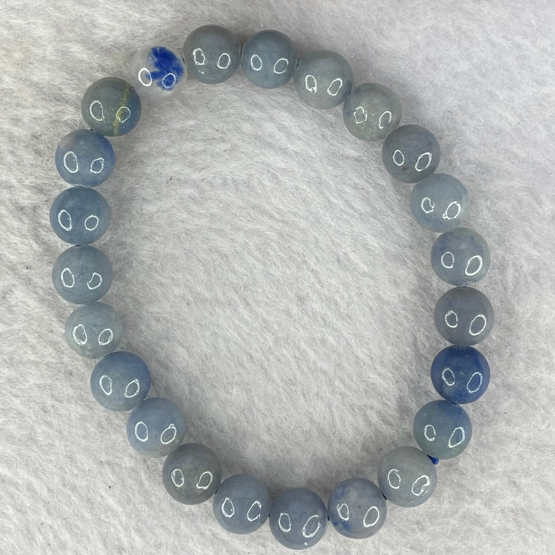 Natural Blue Aventurine Bracelet 19.94g 16.5cm 8.7mm 23 Beads - Huangs Jadeite and Jewelry Pte Ltd