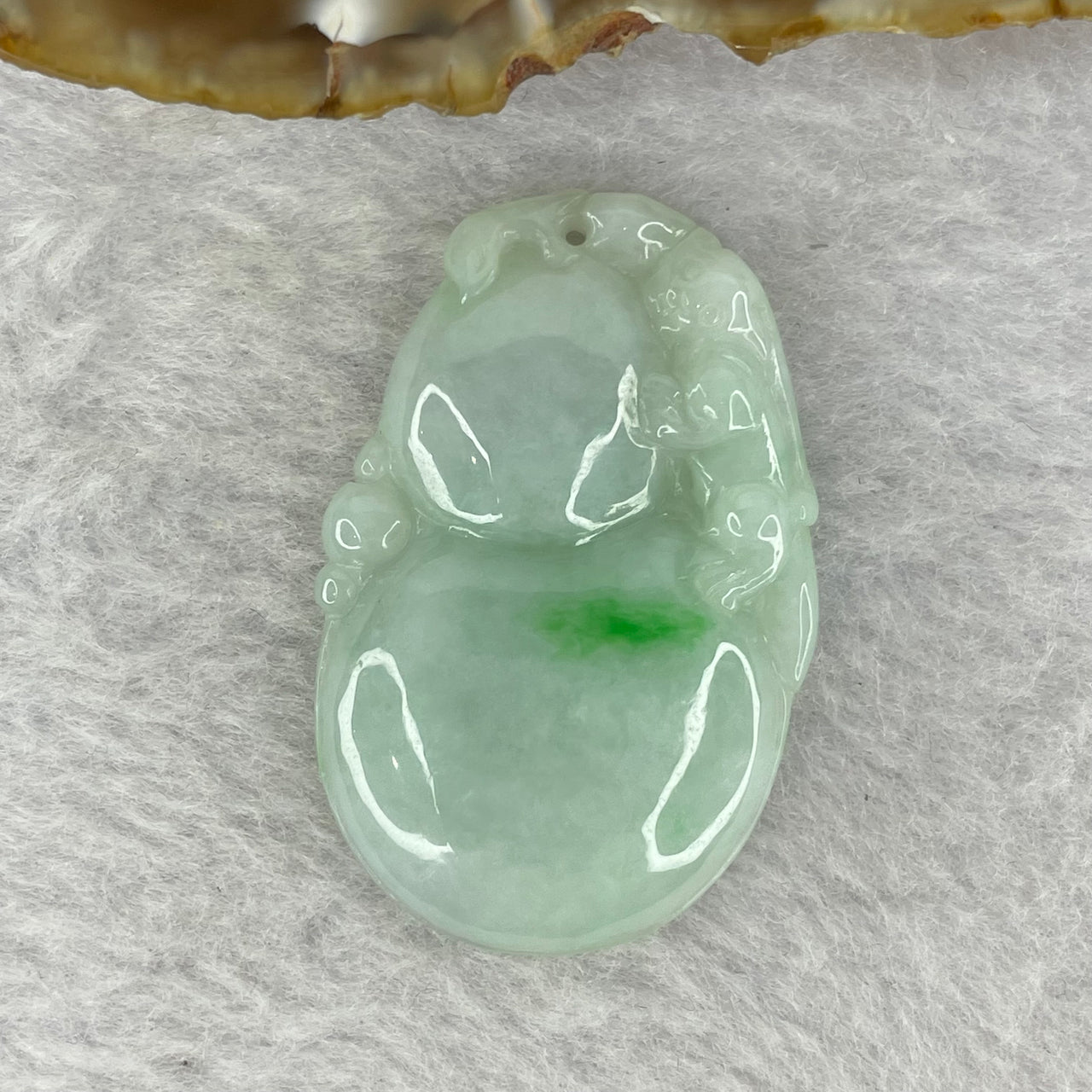 Type A Light Green with Lavender and Bright Green Patch Jadeite Hulu Pendent 12.06g 41.6 by 27.4 by 7.2mm - Huangs Jadeite and Jewelry Pte Ltd