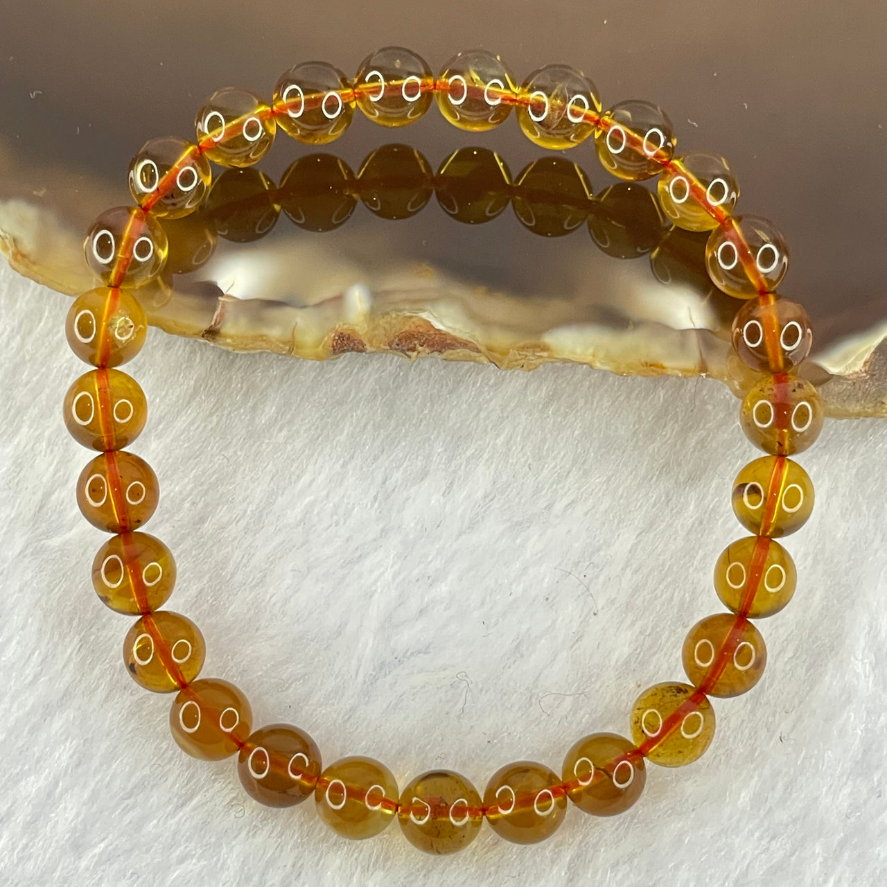 Natural Purple Amber Beads Bracelet 天然紫蜜琥珀手链 3.24g 14cm 6.2mm 27 Beads