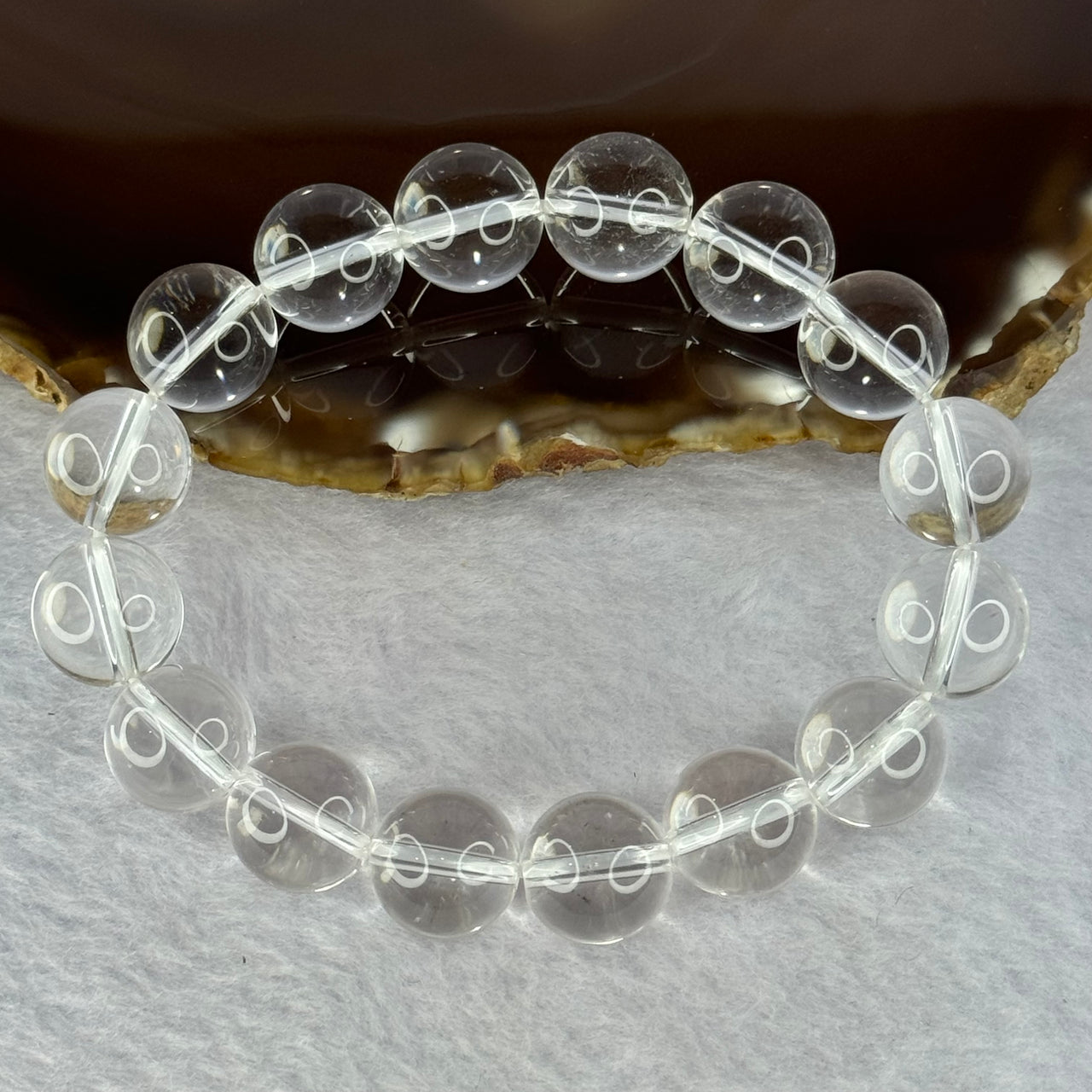 Natural Clear Quartz Beads Bracelet 天然白水晶手链 46.15g 17.5cm 12.9mm 16 Beads