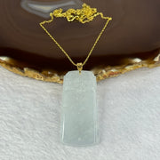 18K Yellow Gold Type A Light Green with Lavender Jadeite Ancient Beast Pendent in S925 Sliver Gold Colour Necklace 16.20g 48.3 by 24.1 by 4.6mm - Huangs Jadeite and Jewelry Pte Ltd