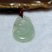 Type A Semi Icy Light Green Jadeite Ruyi Pendent 7.53g 40.2 by 23.6 by 3.6mm - Huangs Jadeite and Jewelry Pte Ltd