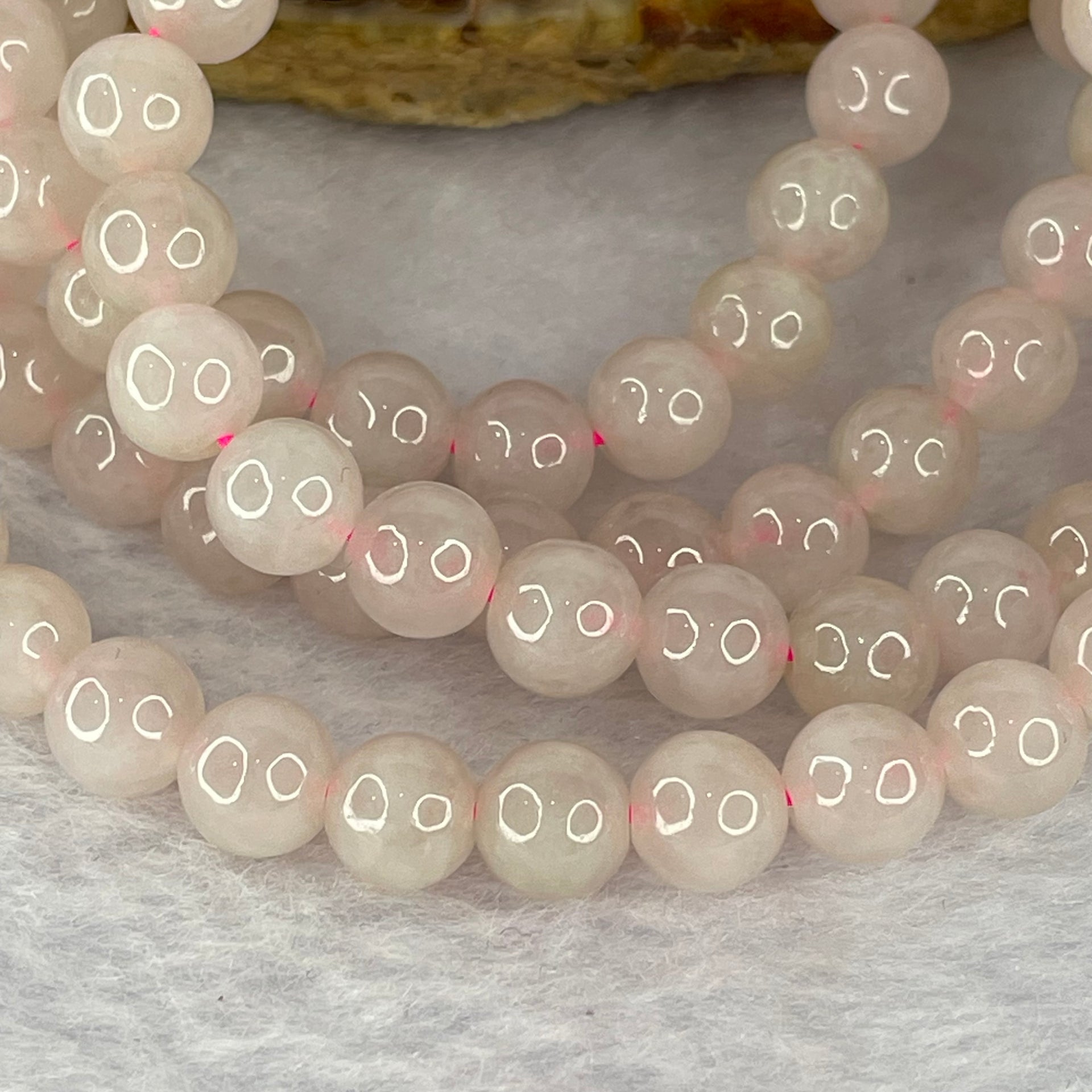 Type A Semi Icy Pink Jadeite Beads Necklace 98 Beads 7.2mm 58.59g - Huangs Jadeite and Jewelry Pte Ltd