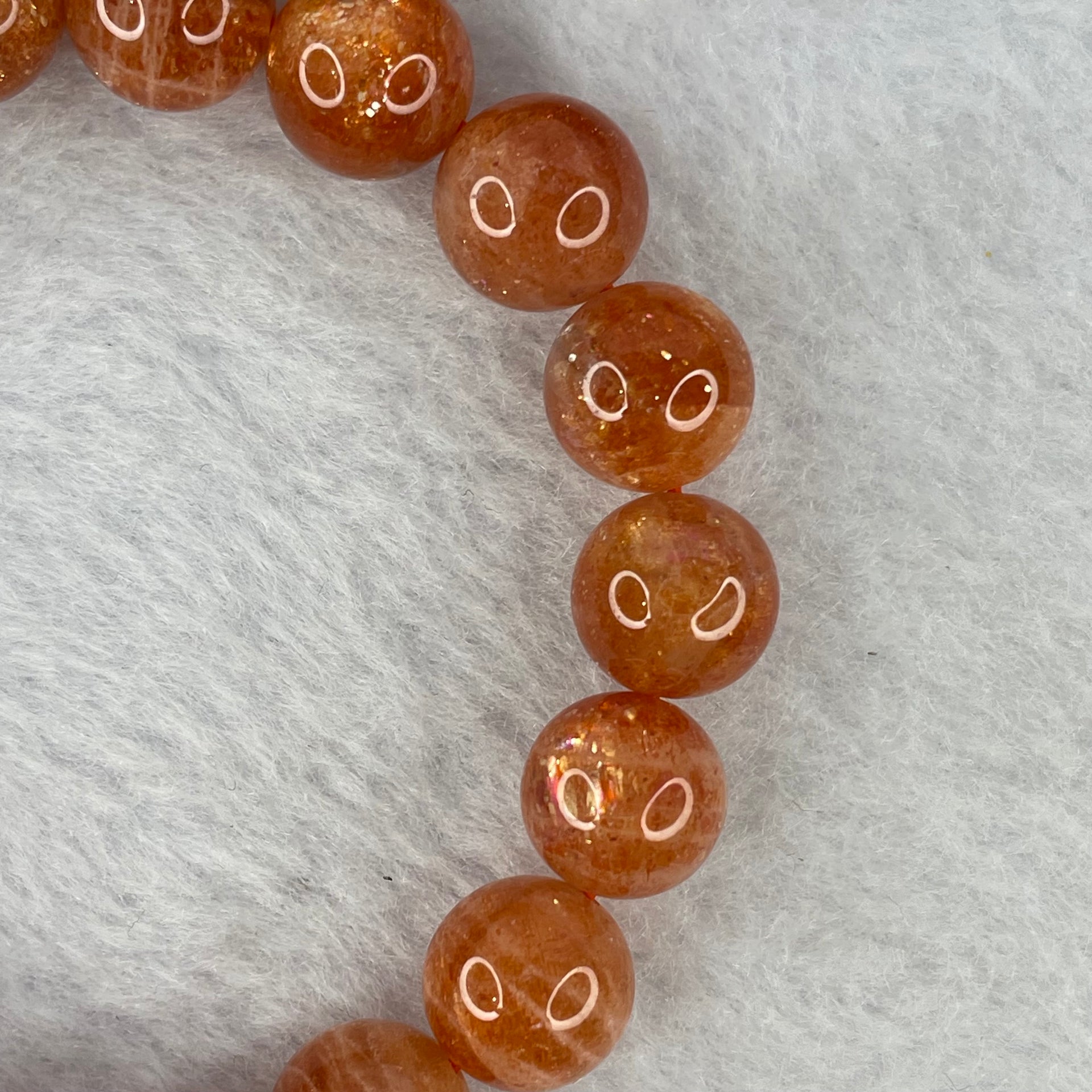 Good Grade Natural Sunstone, Heliolite and Aventurine Feldapar Beads Bracelet 天然金太阳日光石珠手链 33.56g 17cm 11.2 mm 18 Beads - Huangs Jadeite and Jewelry Pte Ltd