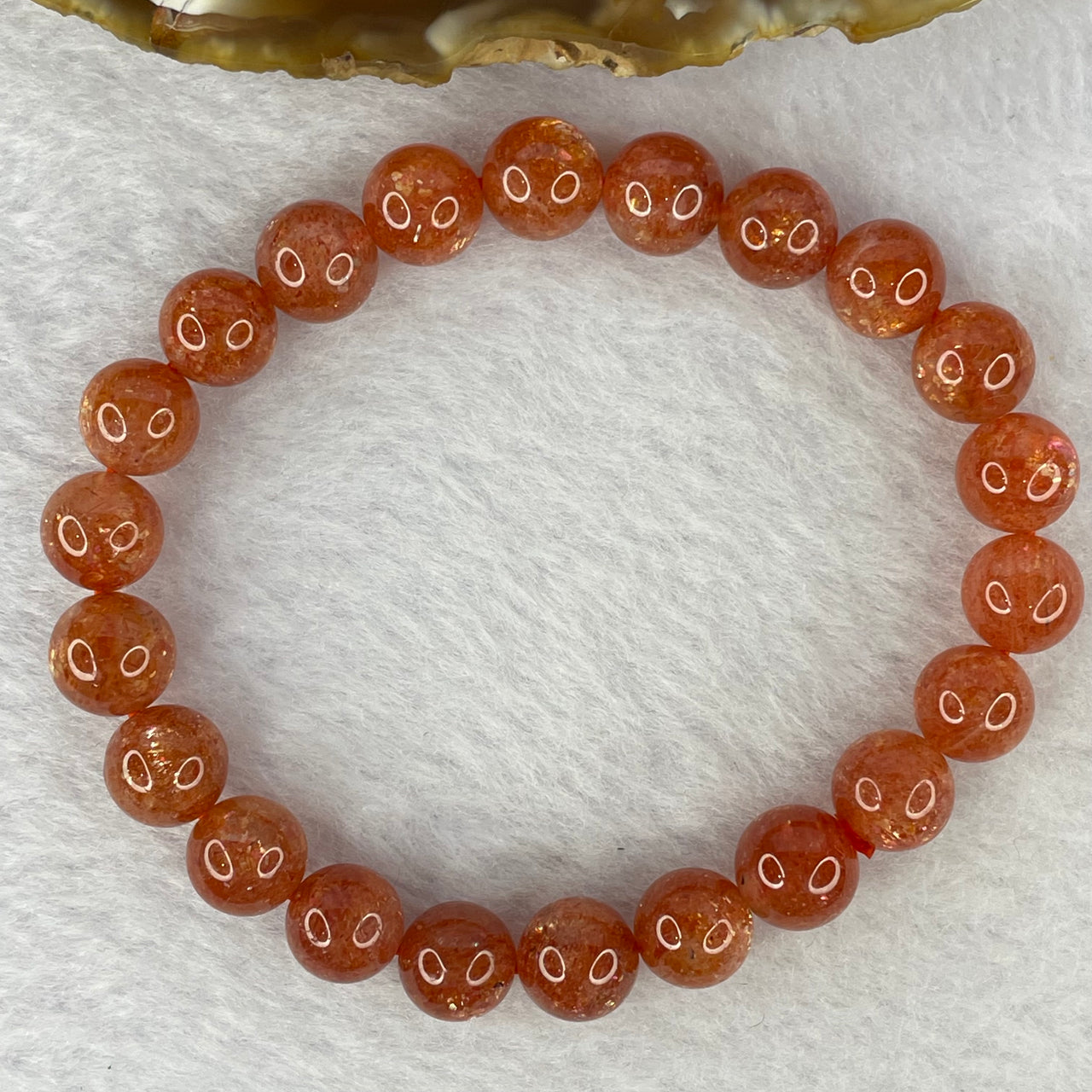 Good Grade Natural Sunstone, Heliolite and Aventurine Feldapar Beads Bracelet 天然金太阳日光石珠手链 19.29g 16cm 9.0mm 22 Beads - Huangs Jadeite and Jewelry Pte Ltd