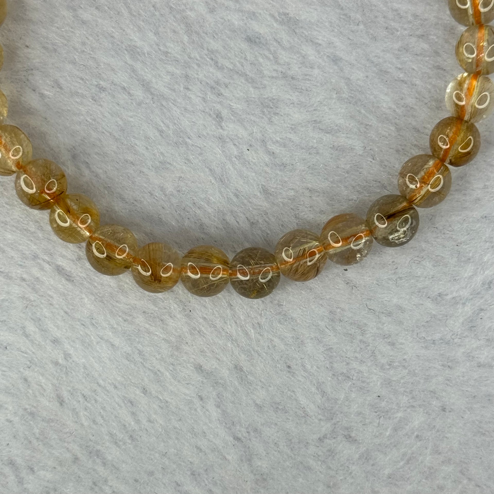 Natural Golden Rutilated Quartz Beads 天然金发水晶手链 9.89g 15cm 6.5mm 31 Beads - Huangs Jadeite and Jewelry Pte Ltd