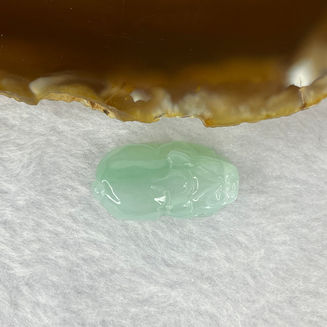 Type A Sky Blue Jadeite Pixiu Pendent A货天空蓝色翡翠貔貅牌  6.36g by 24.8 by 13.5 by 8.9 mm - Huangs Jadeite and Jewelry Pte Ltd