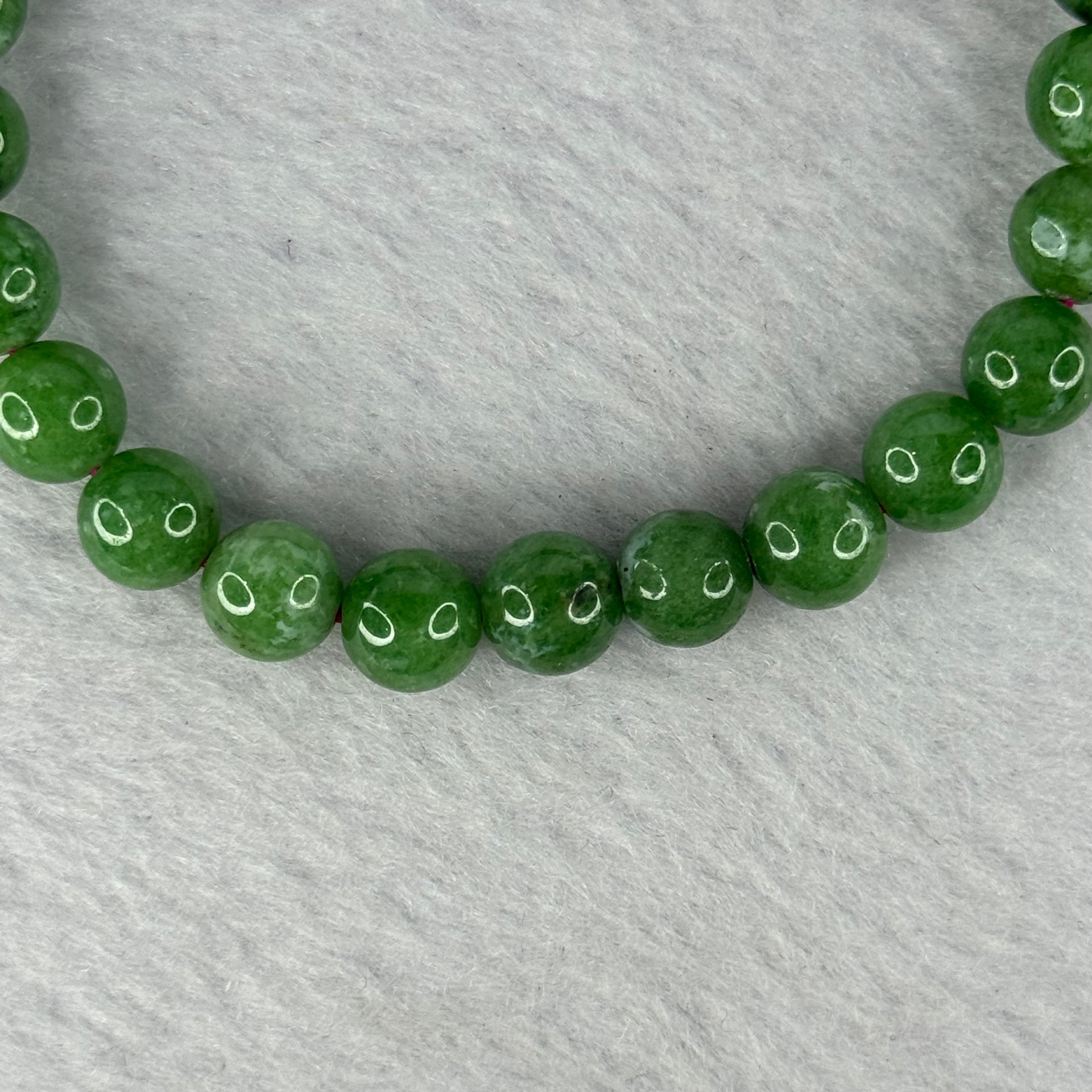 Natural Emerald And Ruby Zoisite Beads Bracelet 18.50g 15.5cm 7.7mm 25 Beads - Huangs Jadeite and Jewelry Pte Ltd