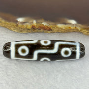 Natural Powerful Tibetan Old Oily Agate 9 Eyes Dzi Bead Heavenly Master (Tian Zhu) 九眼天诛 12.65g 48.5 by 12.8mm - Huangs Jadeite and Jewelry Pte Ltd