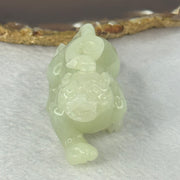 Natural Light Green Nephrite Pixiu Display 89.13g 74.7 by 30.9 by 37.9mm - Huangs Jadeite and Jewelry Pte Ltd