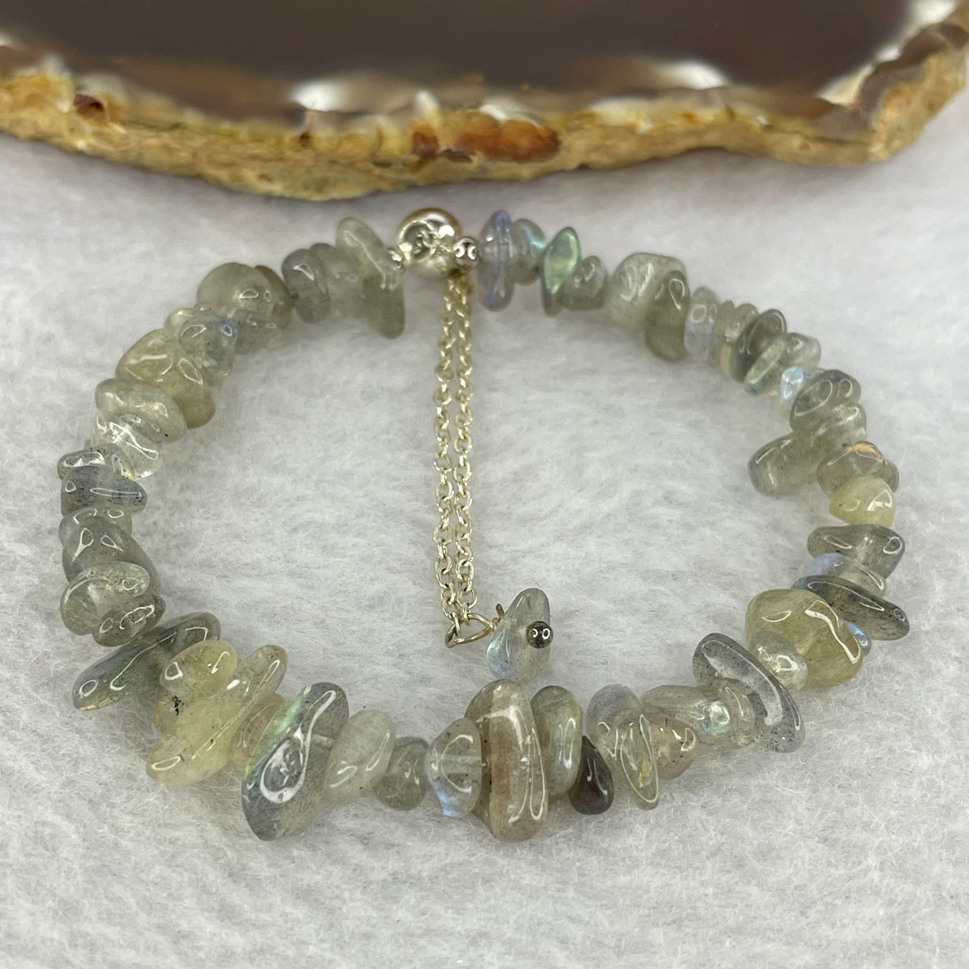 Natural Labradorite Bracelet Adjustable Size 11.79g 8.3 mm - Huangs Jadeite and Jewelry Pte Ltd