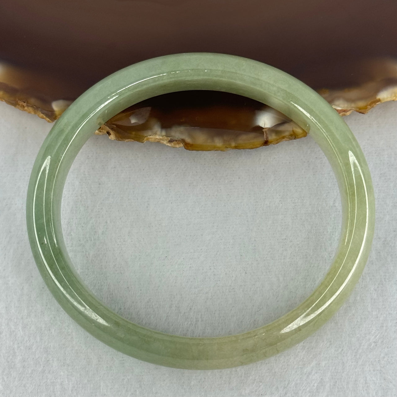 Type A Full Green Jadeite Oval Bangle Internal Diameter 55.4mm 11.9 by 6.5mm (Very Slight Fine Internal Lines)