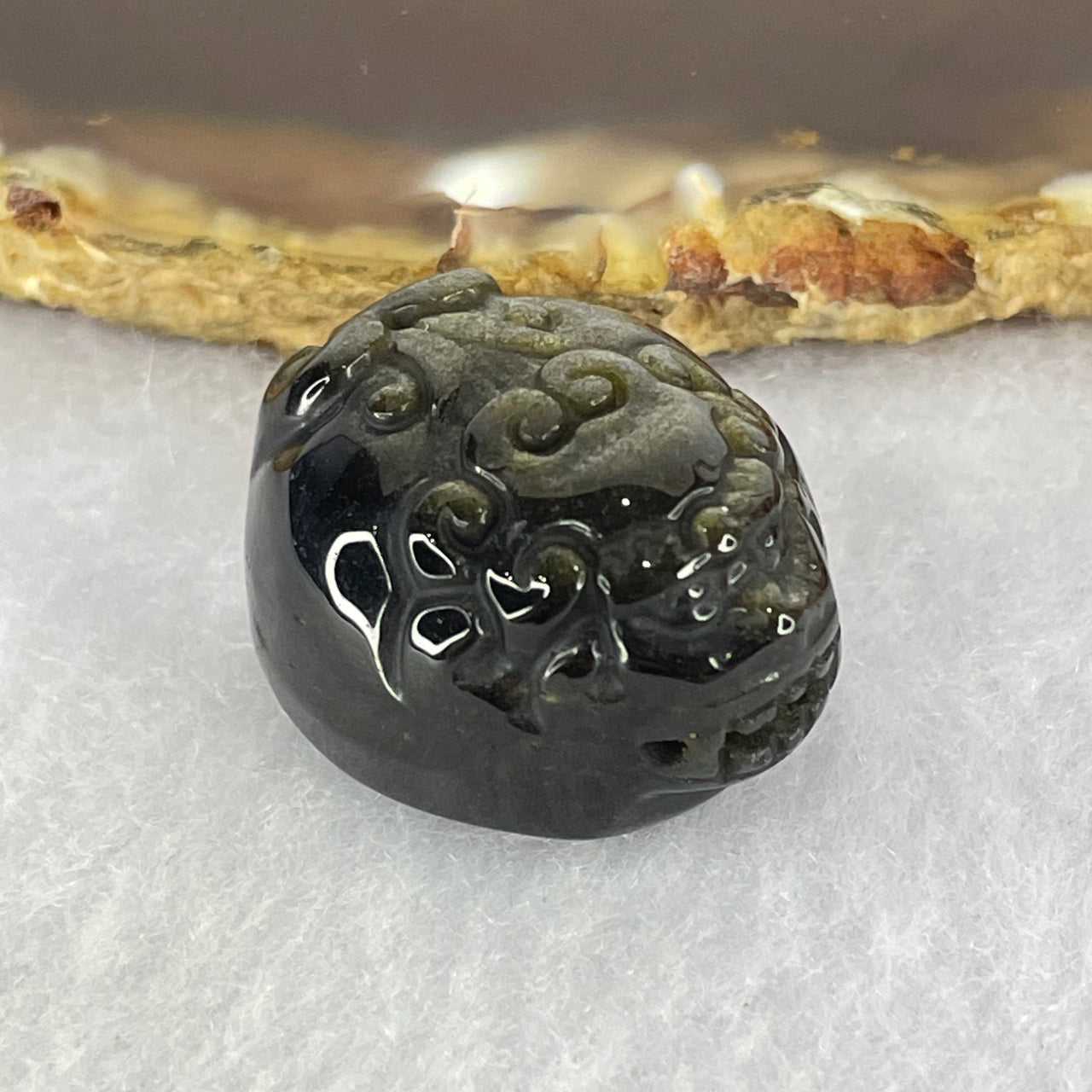 Natural Black Obsidian Pixiu Charm 11.31g 25.2 by 21.3 by 16.1mm