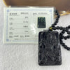 Black Obsidian Beads Necklace with Black Obsidian Guan Gong Pendant 43.61g 57.6 by 38.7 by 11.7mm