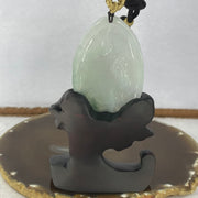 Grand Master Type A Semi Icy Lavender Green Piao Hua Jadeite Dragon Pendant Display 63.76g 70.9 by 11.8 by 12.7mm with Wooden Stand - Huangs Jadeite and Jewelry Pte Ltd