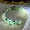 Transparent Colourless with Dark Green and Yellowish White Piao Hua Sodium Feldspar Jade Bangle 水沫玉手镯 Internal Diameter 56.0mm 47.38g 10.8 by 10.5mm