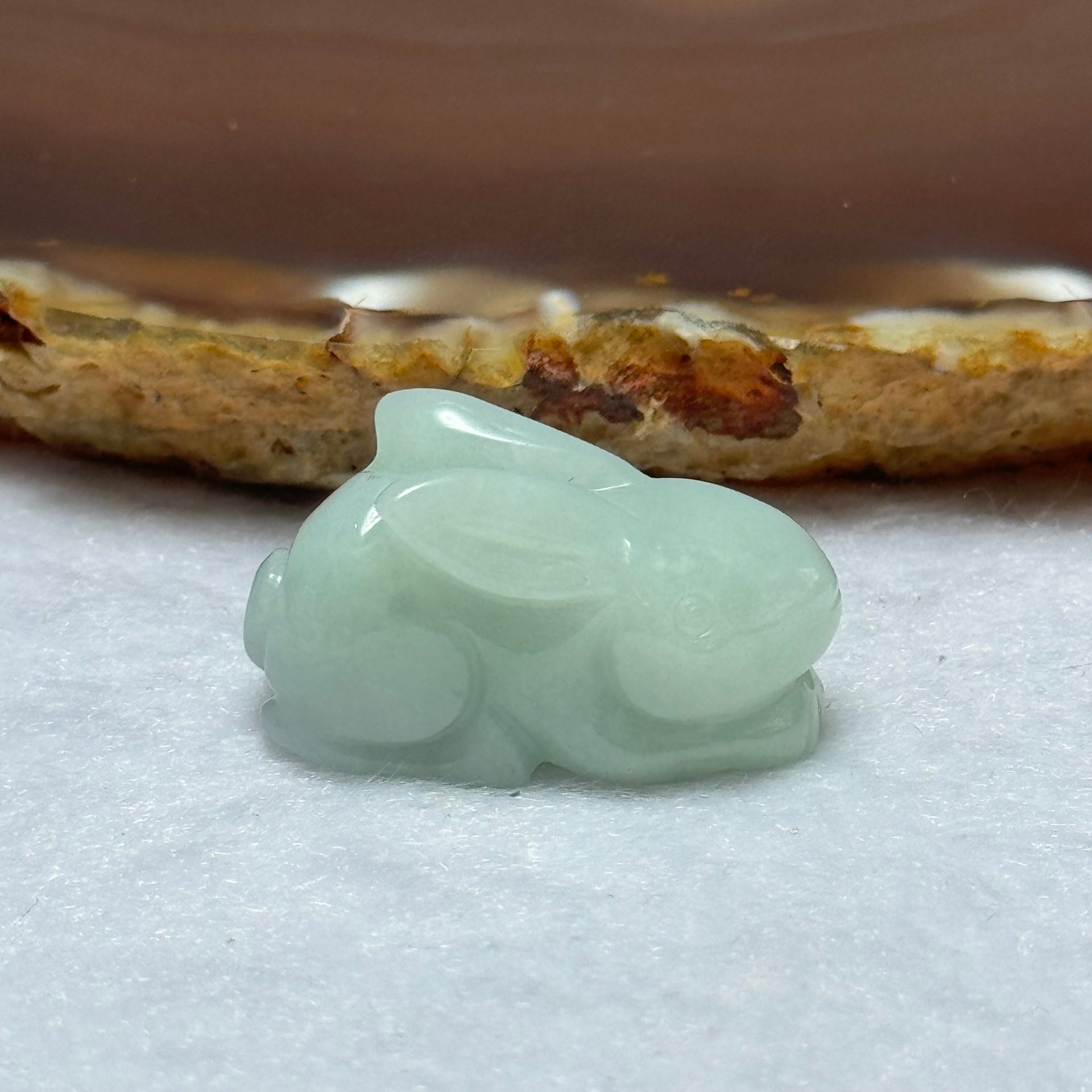 Type A Light Blueish Green Jadeite Rabbit Pendant 9.74g 26.3 by 12.7 by 15.2mm - Huangs Jadeite and Jewelry Pte Ltd