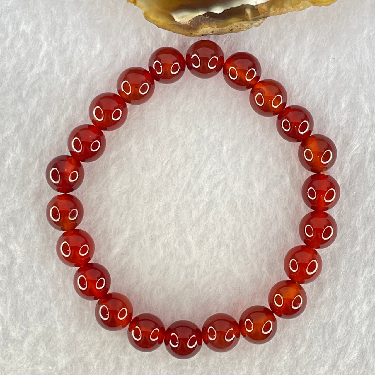 Natural Carnelian Agate Beads Bracelet 16.22g 15cm 8.3mm 22 Beads