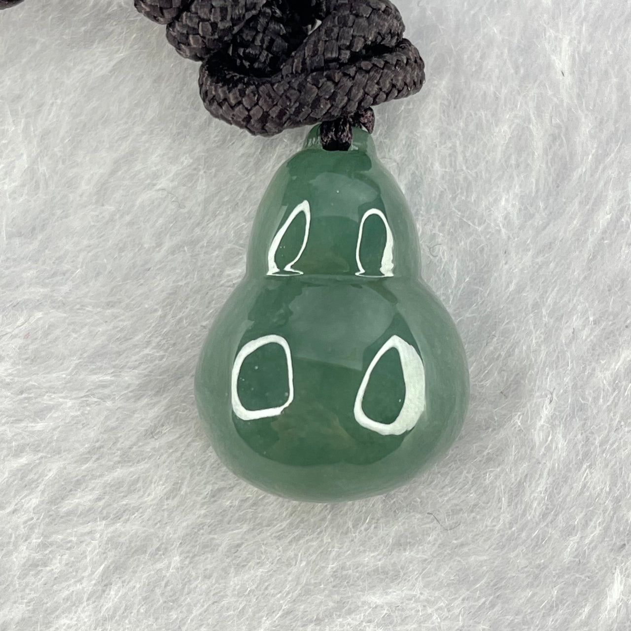 Type A Dark Blueish Green Jadeite Hulu Pendent 7.21g 21.1 by 15.7 by 10.6mm