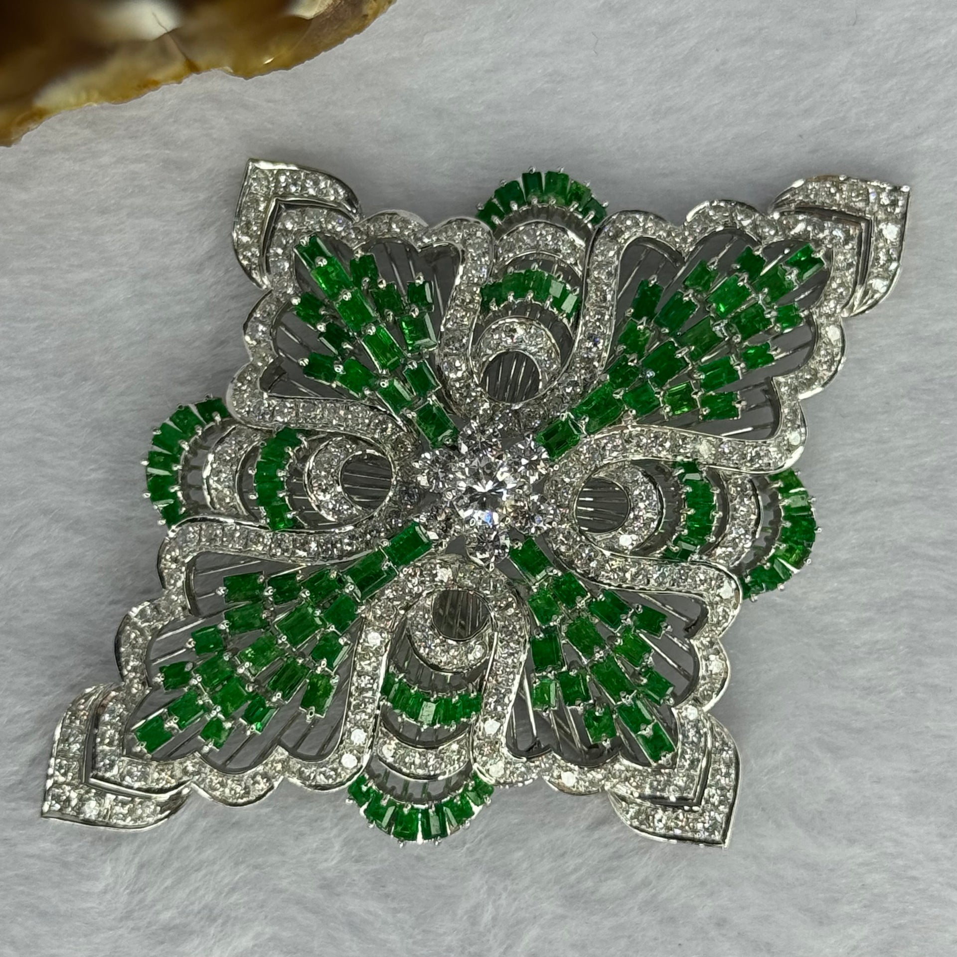 Natural Emeralds (Beryl) Approx. 5.00 cts. Total Weight 38.08g including 114 Emeralds, 208 Natural Diamonds in 14K White Gold with NGI Cert No. 82835784 - Huangs Jadeite and Jewelry Pte Ltd