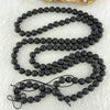 Natural Dark Matt Black Amber Beads Necklace 天然大黑天翁琥珀项链 14.88g 72.cm 6.9mm 108 Beads