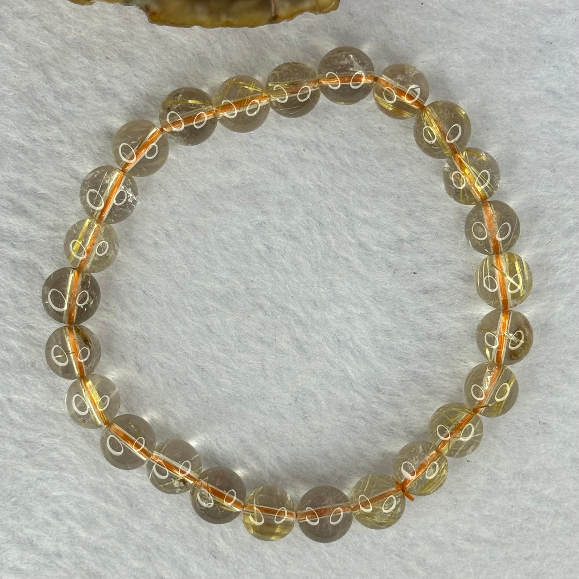 Natural Golden Rutilated Quartz Beads 天然金发水晶手链 15.58g 15.5cm 7.9mm 25 Beads - Huangs Jadeite and Jewelry Pte Ltd