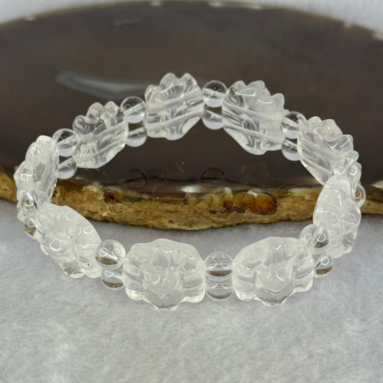 Natural Clear Quartz 9 Tail Fox Bracelet 35.00g 17.5cm 20.0 by 17.6 by 7.9mm 9pcs