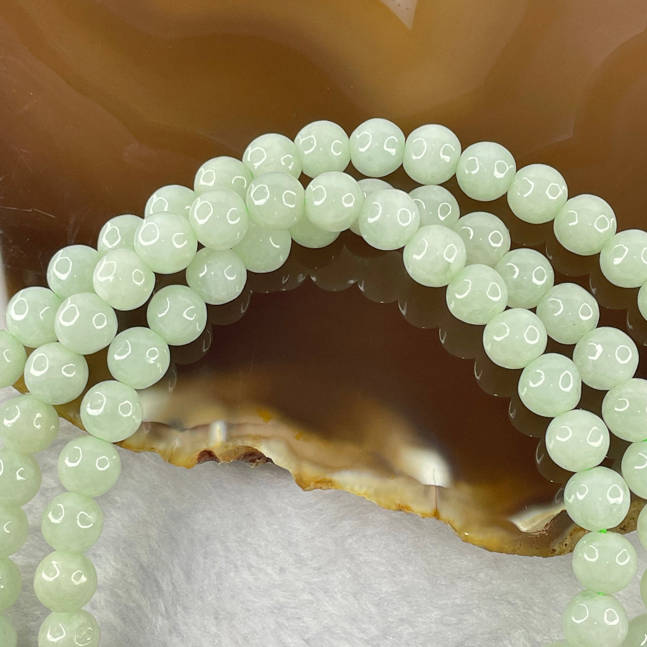 Type A Semi Light Green Jadeite 108 beads necklace 6.9mm 57.57g - Huangs Jadeite and Jewelry Pte Ltd