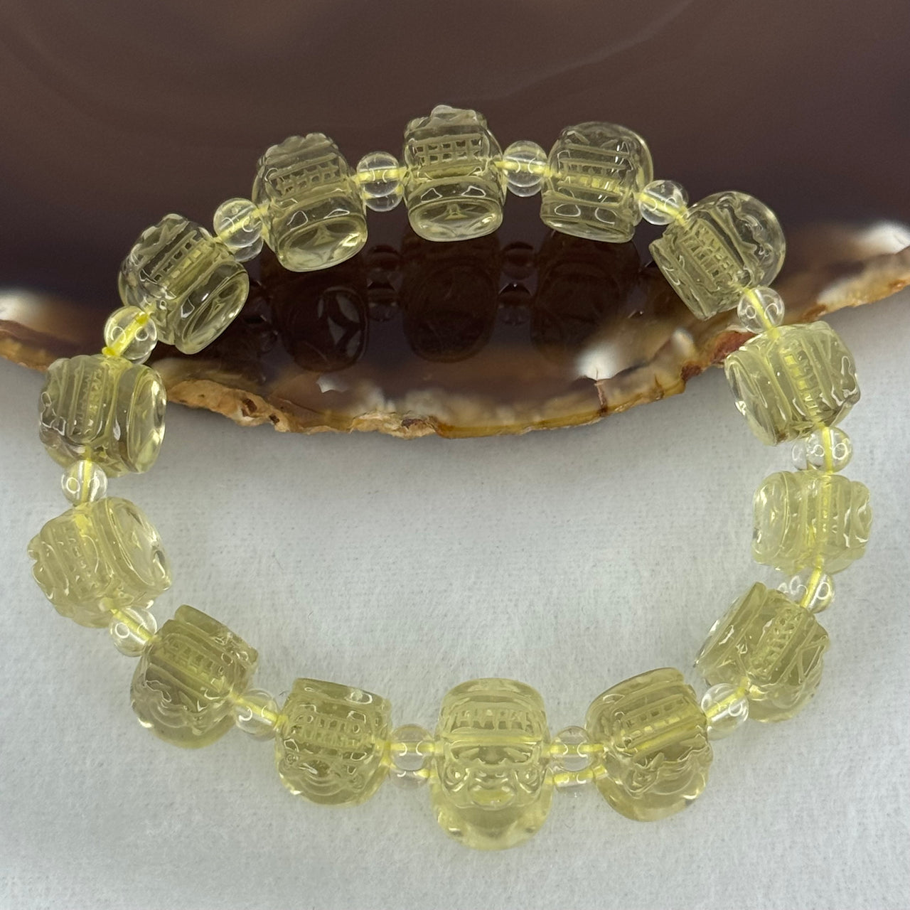 Natural Libyan Moldavite Meteorite Crystal Pixiu Beads Bracelet 天然利比亚陨石貔貅手链 38.19g 17cm 16.1 by 11.0 by 11.4mm 14pcs