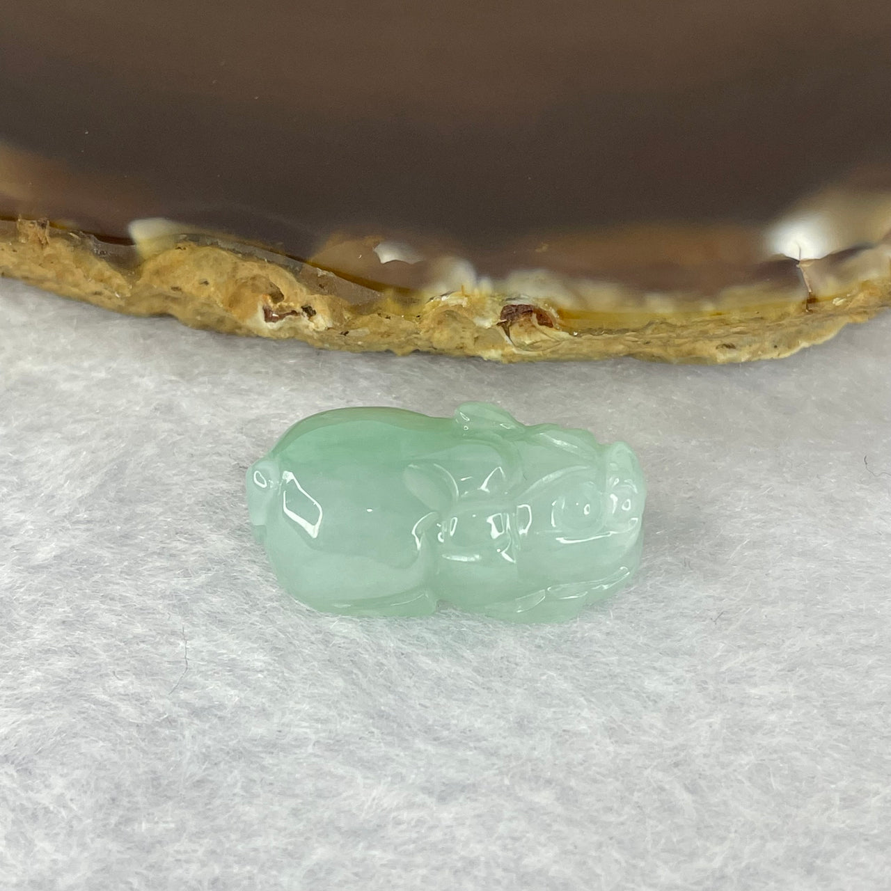 Type A Sky Blue Jadeite Pixiu Pendent A货天空蓝色翡翠貔貅牌  6.36g by 24.8 by 13.5 by 8.9 mm - Huangs Jadeite and Jewelry Pte Ltd