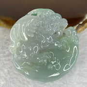 Rare Grand Master Type A Semi Icy Sky Blue with Spicy Green Jadeite 飞天貔貅 Flying Pixiu 63.73g 54.7 by 52.0 by 13.4mm with Wooden Stand - Huangs Jadeite and Jewelry Pte Ltd