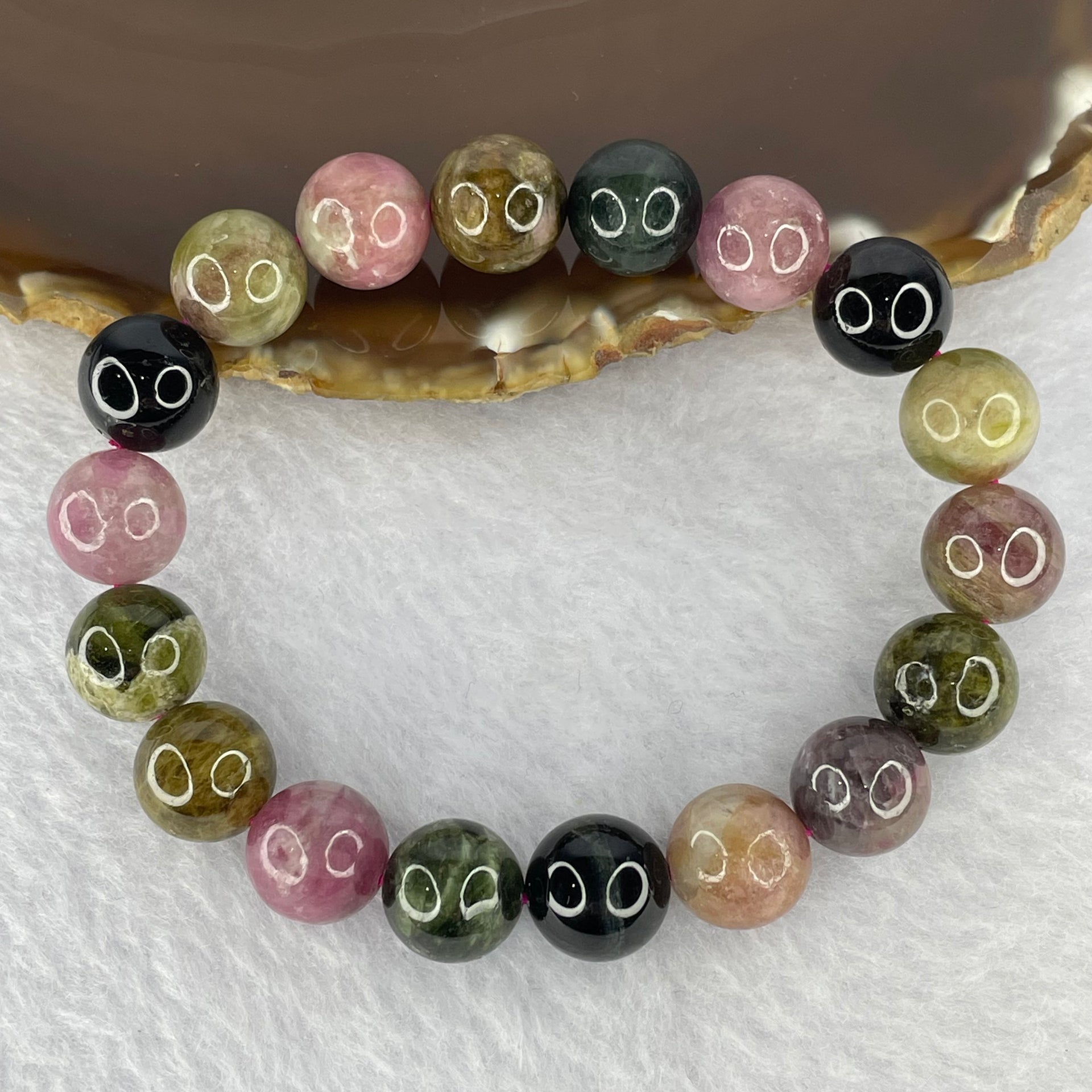 Natural Multi-Colour Tourmaline Gemstone Bracelet 44.86g 11.7g 18 Beads - Huangs Jadeite and Jewelry Pte Ltd