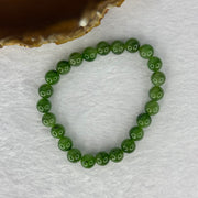 Natural Bright Green Nephrite Jade Beads Bracelet 天然和田玉手链 18.24g 15.5cm 7.9mm 24 Beads - Huangs Jadeite and Jewelry Pte Ltd