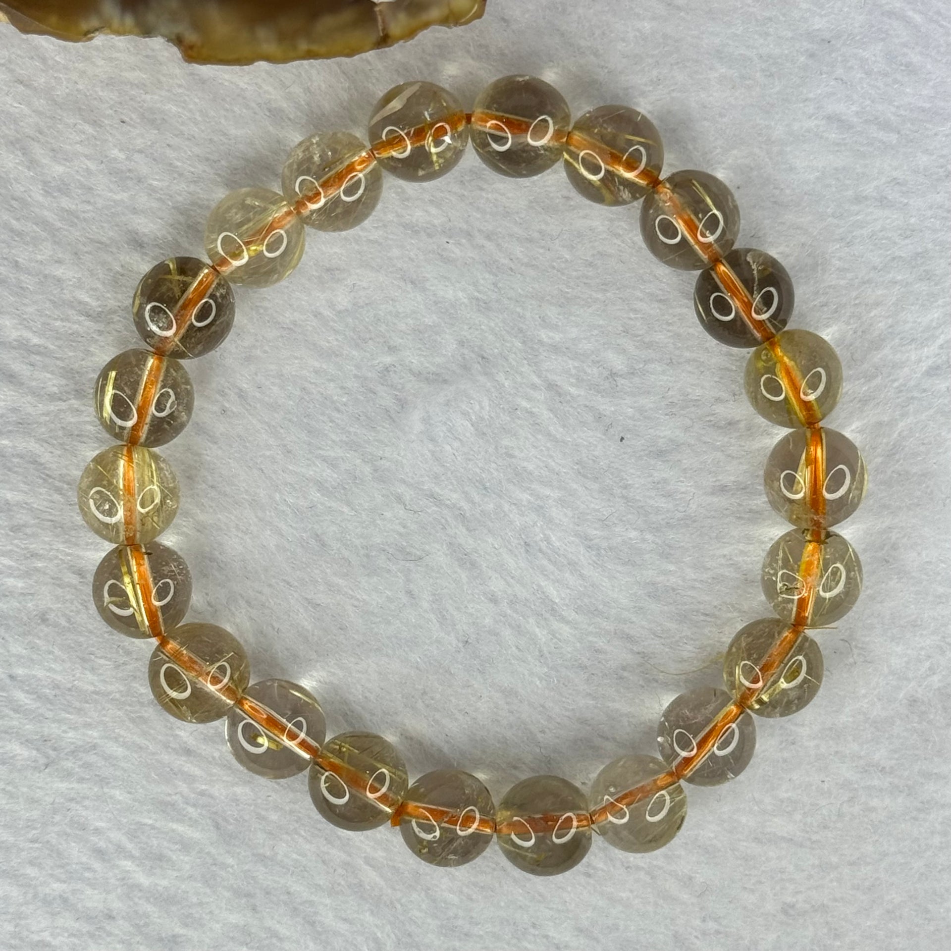 Natural Golden Rutilated Quartz Beads 天然金发水晶手链 19.17g 15cm 8.8mm 22 Beads - Huangs Jadeite and Jewelry Pte Ltd