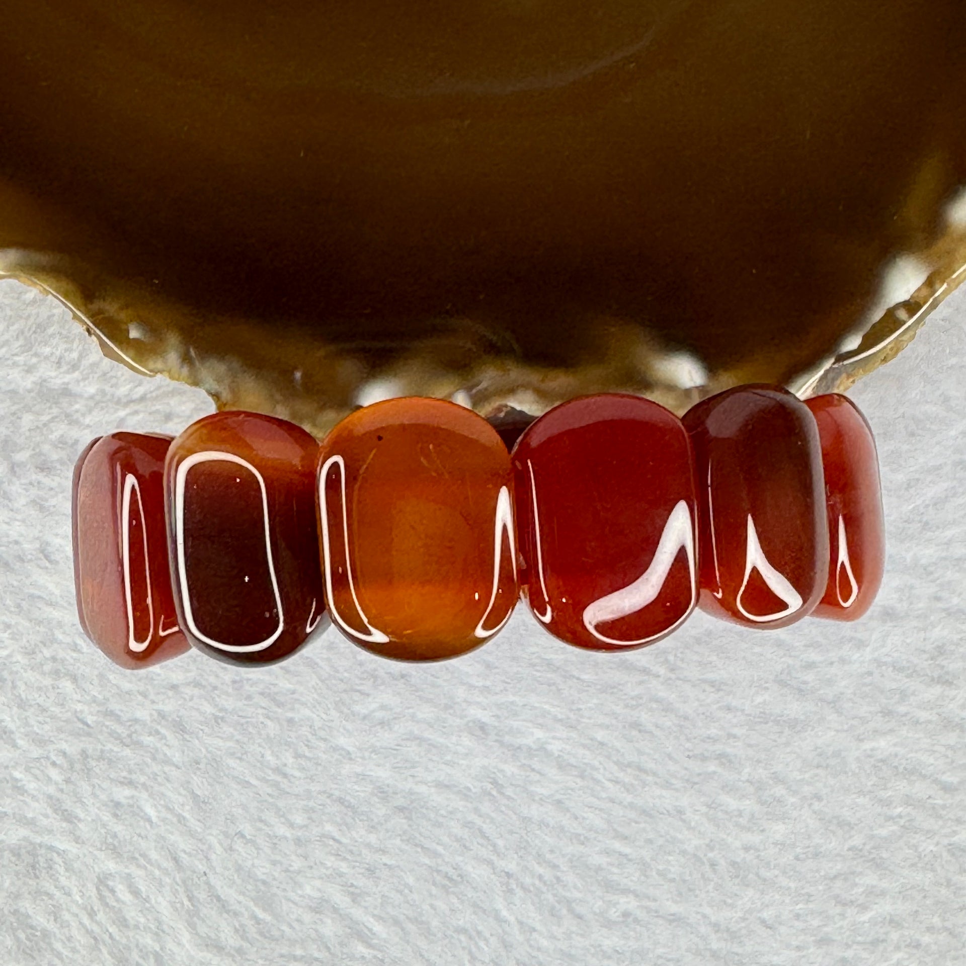 Natural Carnelian Agate Bracelet 天然红玉髓玛瑙手链 for Balancing Mind Body Spirit, Removes Negativity, Restores Hope and Enthusiasm 55.68g 18cm 19.9 by 14.9 by 8.0mm 14 pcs - Huangs Jadeite and Jewelry Pte Ltd