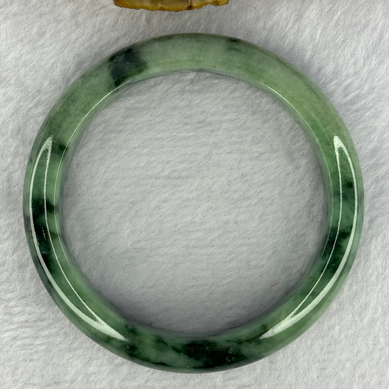 Type A Dark Green Piao Hua Jadeite Bangle 66.76g Internal Diameter 58.4mm 13.9 by 8.7mm (Very Slight External Rough)