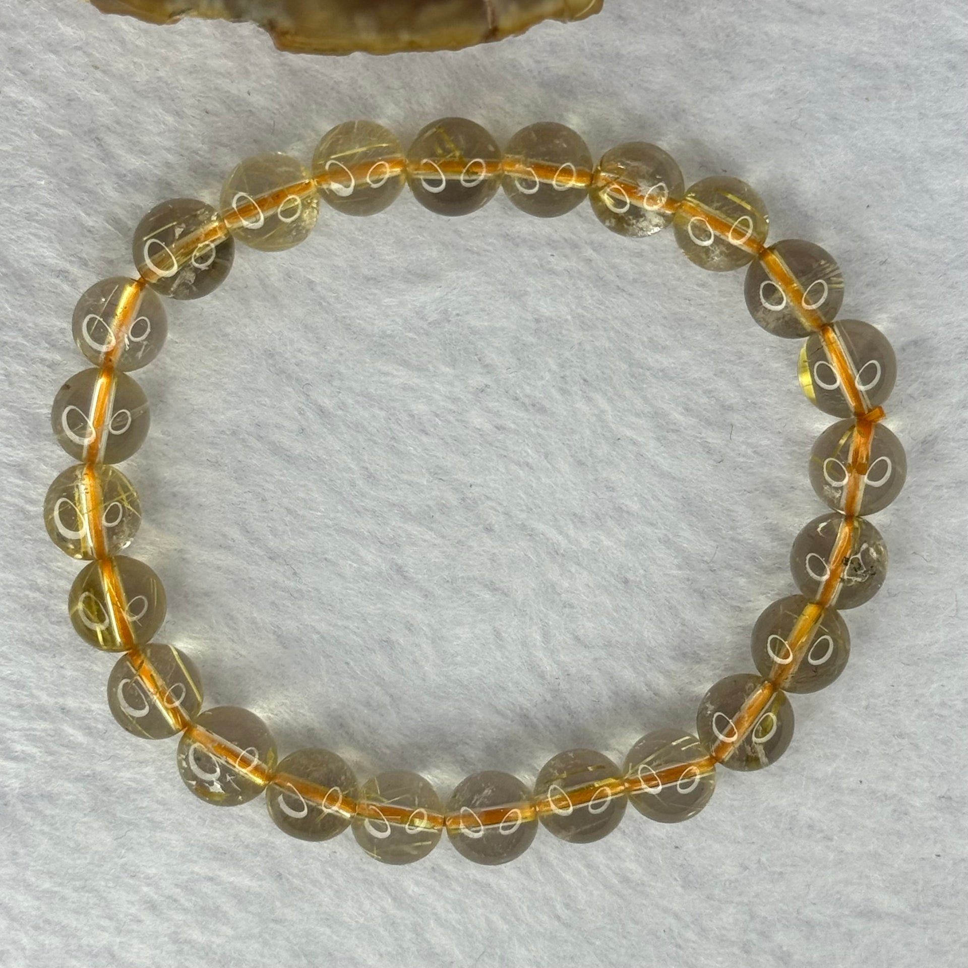 Natural Golden Rutilated Quartz Beads 天然金发水晶手链 14.74g 15cm 7.9mm 24 Beads - Huangs Jadeite and Jewelry Pte Ltd